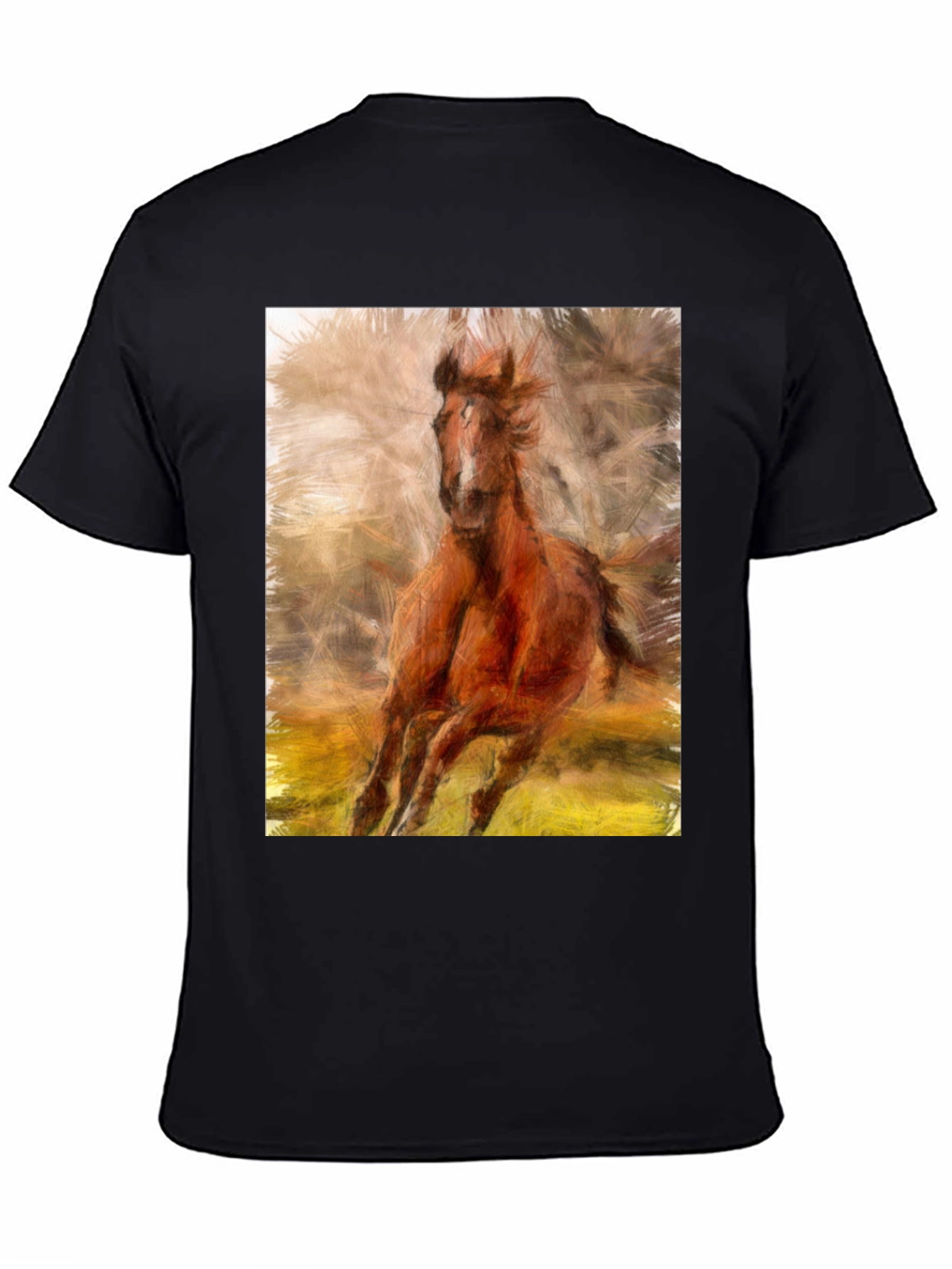 Black Horse Graphic Black T-Shirt view 4
