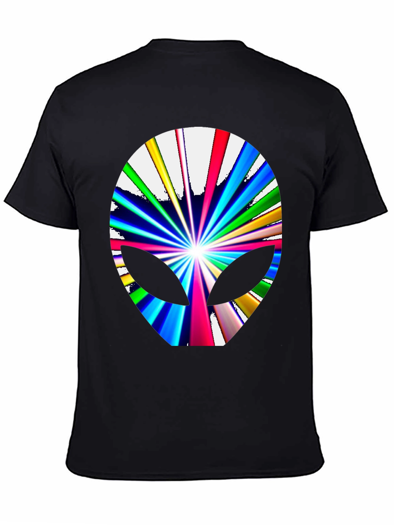 Black Retro Alien Head Graphic Tee - Black Cotton T-Shirt view 4