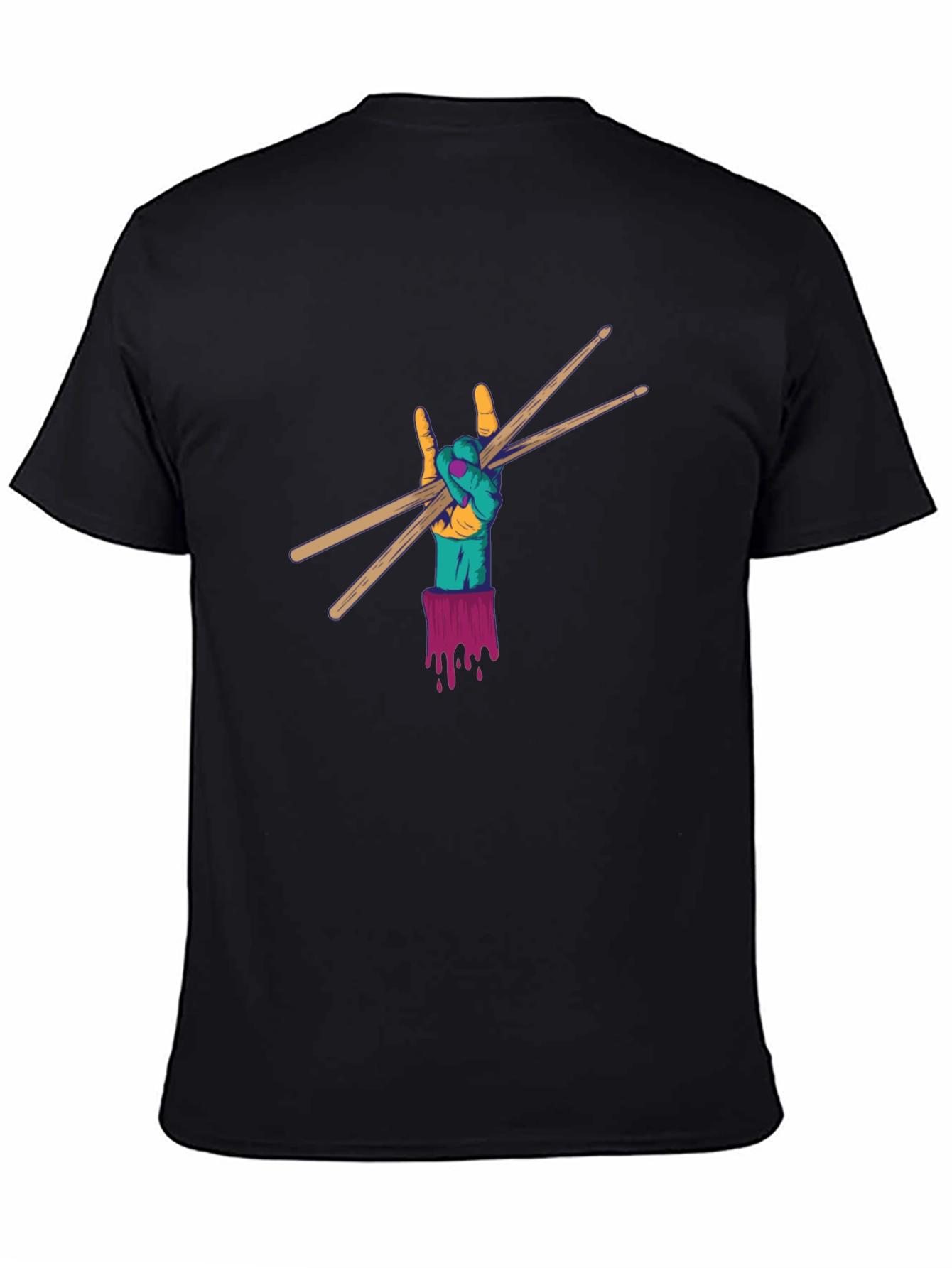 Black Rock Hand Drum Sticks Graphic Tee view 4