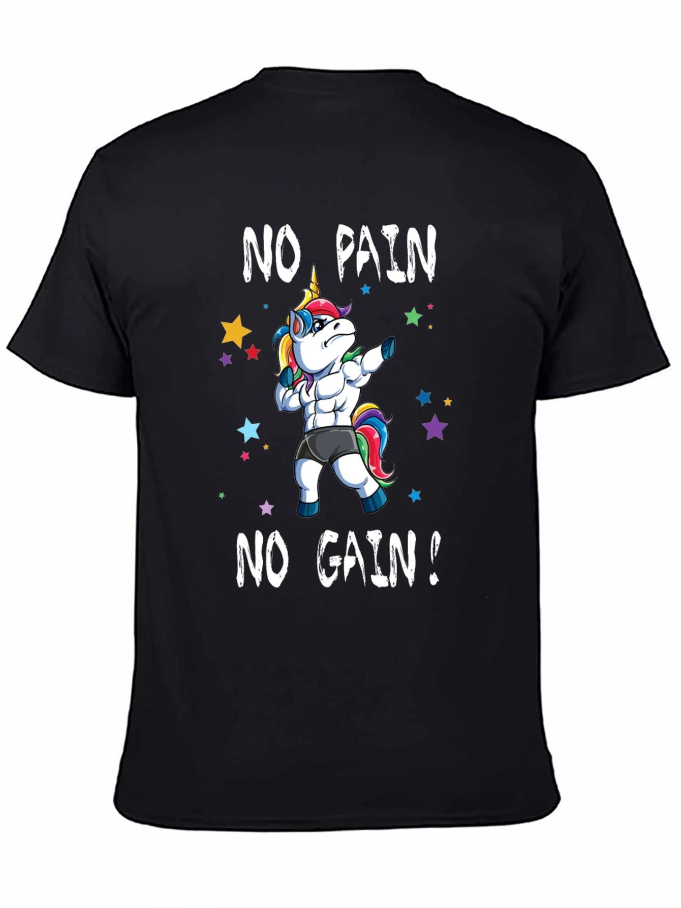 Black Unicorn Gym T-Shirt - No Pain No Gain view 4