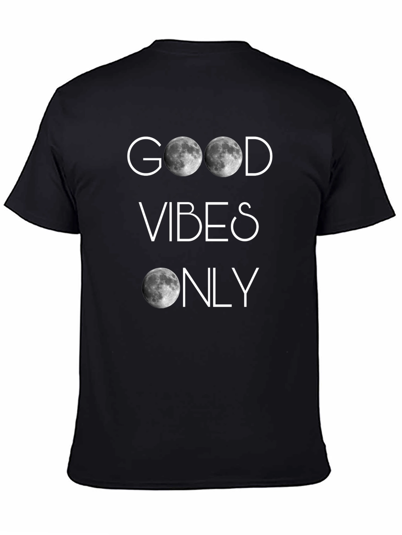 Black Good Vibes Only Moon T-Shirt view 4