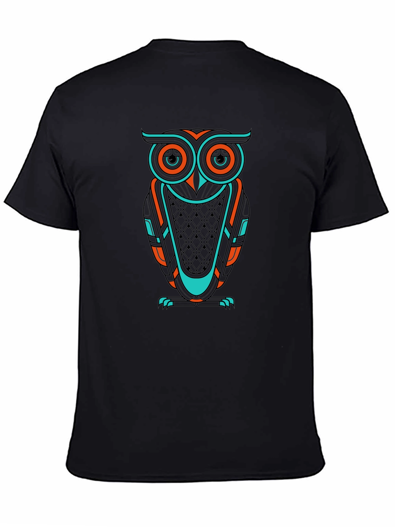 Black Owl Graphic Print Crew Neck T-Shirt view 4