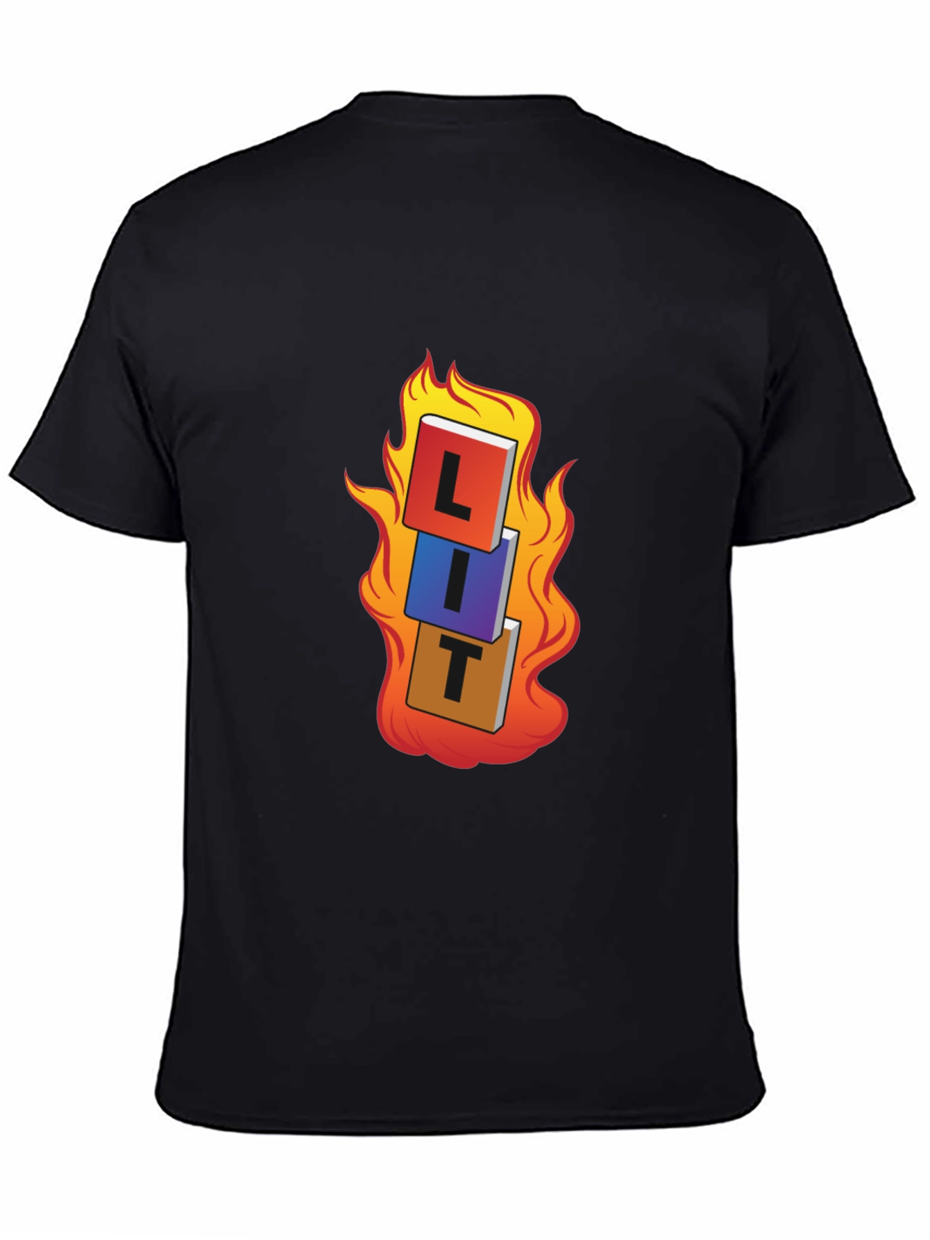 Black LIT T-Shirt - On Fire Graphic Tee view 4