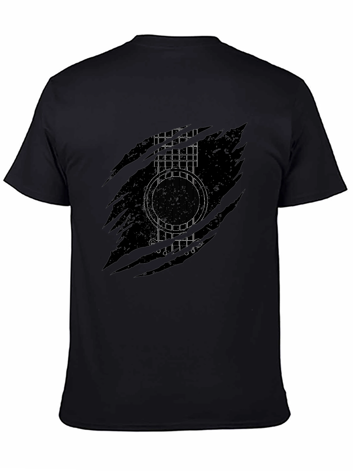 Black Guitar Graphic Black T-Shirt view 4