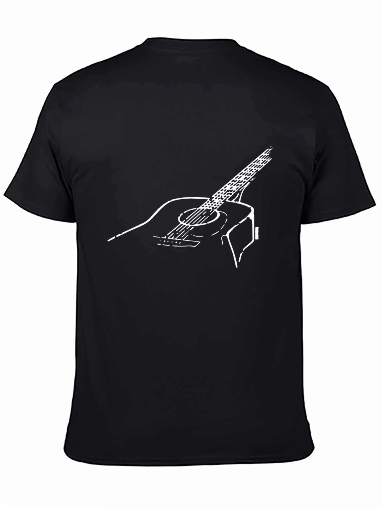Black Guitar Graphic Print Crew Neck Tee view 4