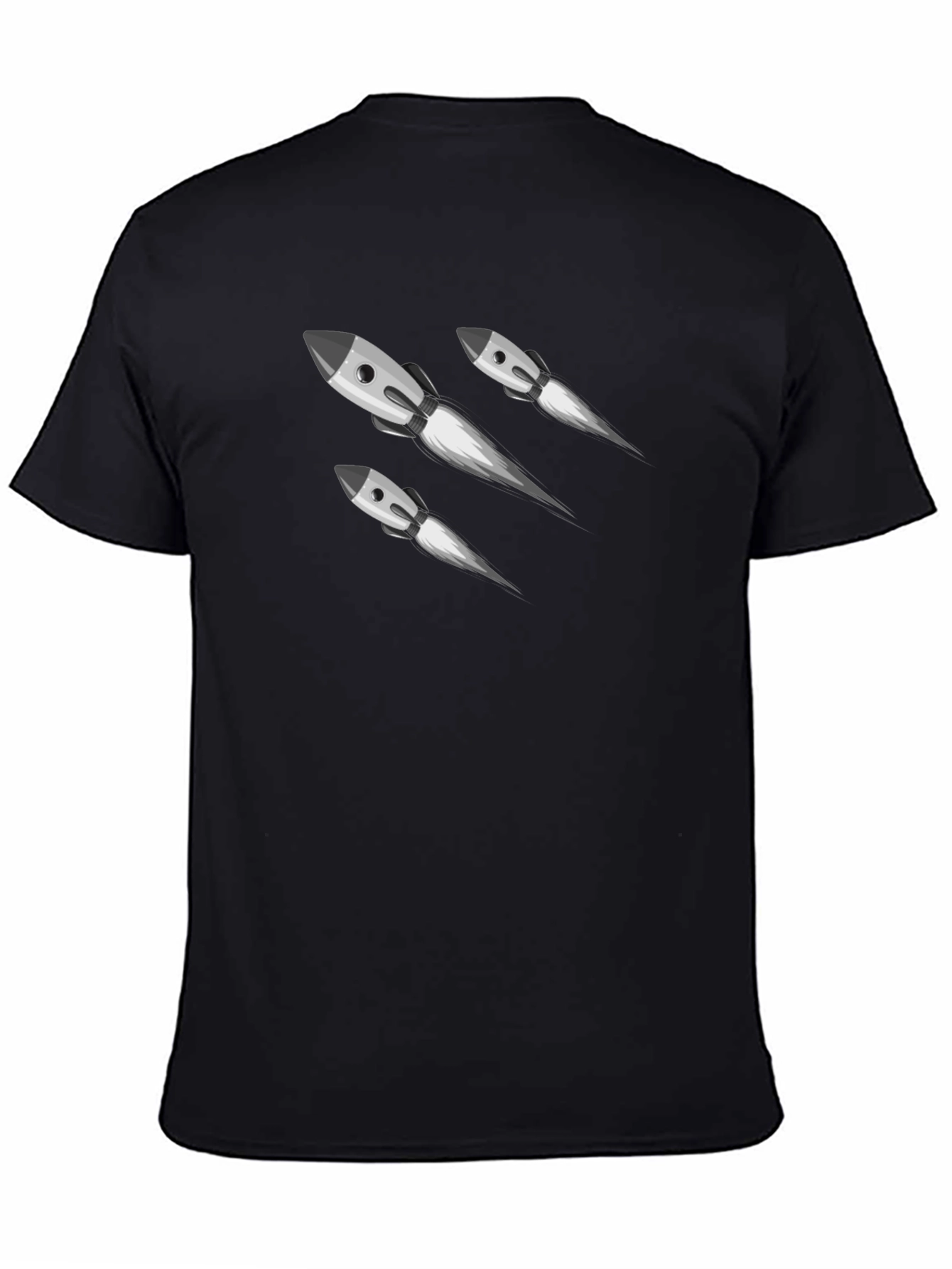 Black Rocket Launch Graphic T-Shirt - Black Crew Neck view 4