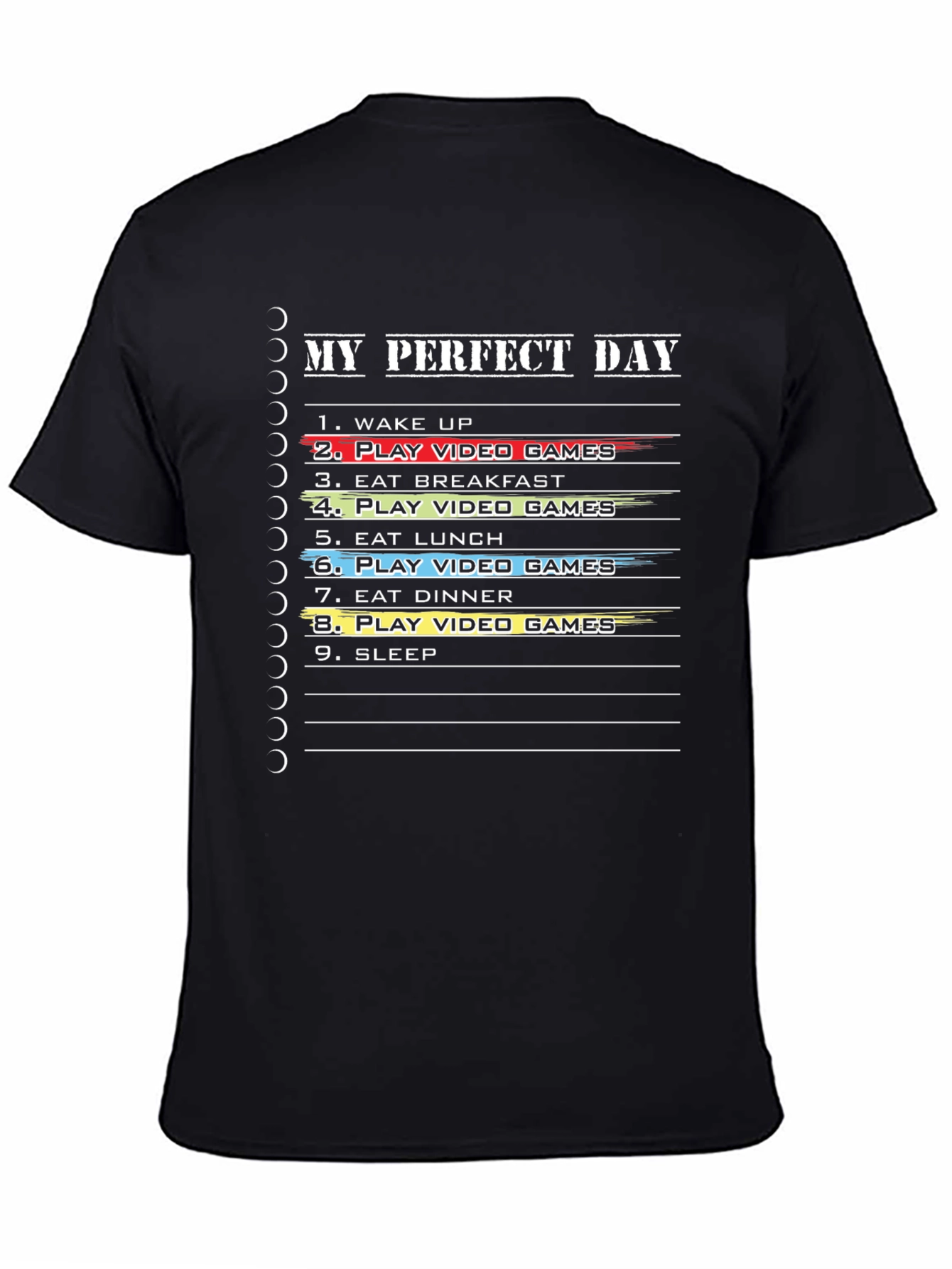 Black My Perfect Day Gamer T-Shirt - Video Game Lover Tee view 4