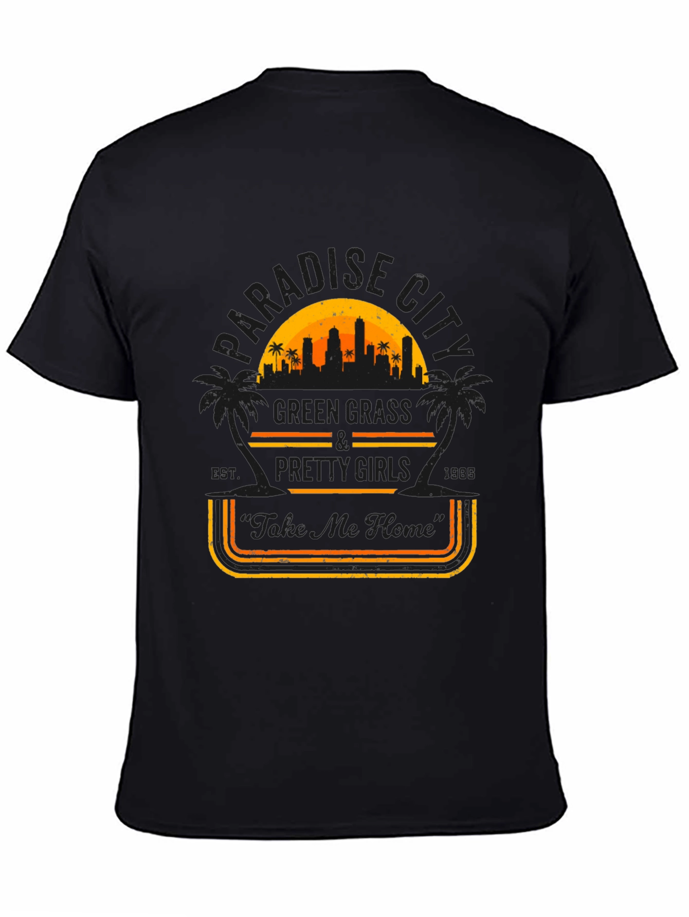 Black Paradise City Graphic T-Shirt - Retro Style view 4