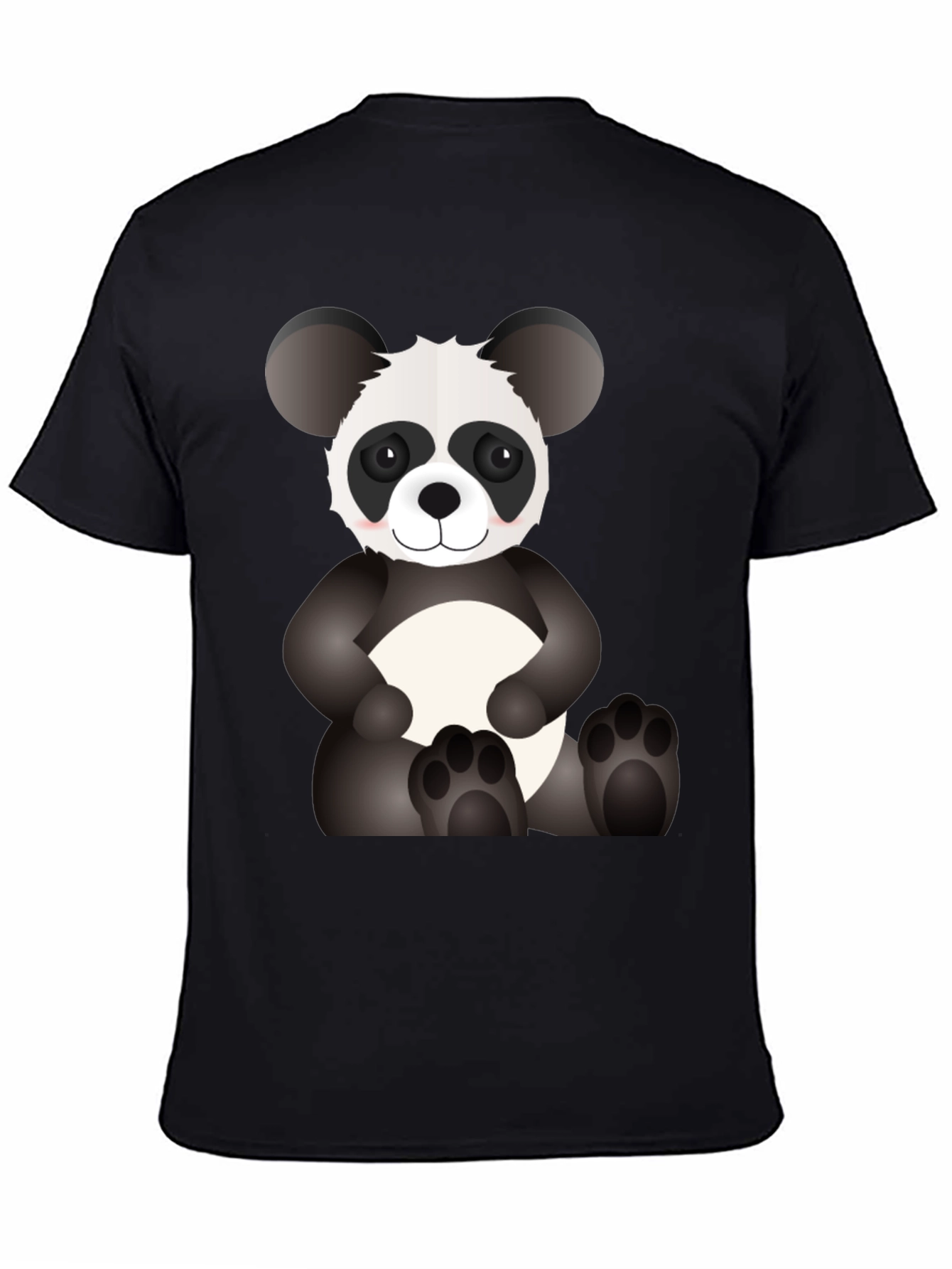 Black Cute Panda Bear Graphic T-Shirt view 4