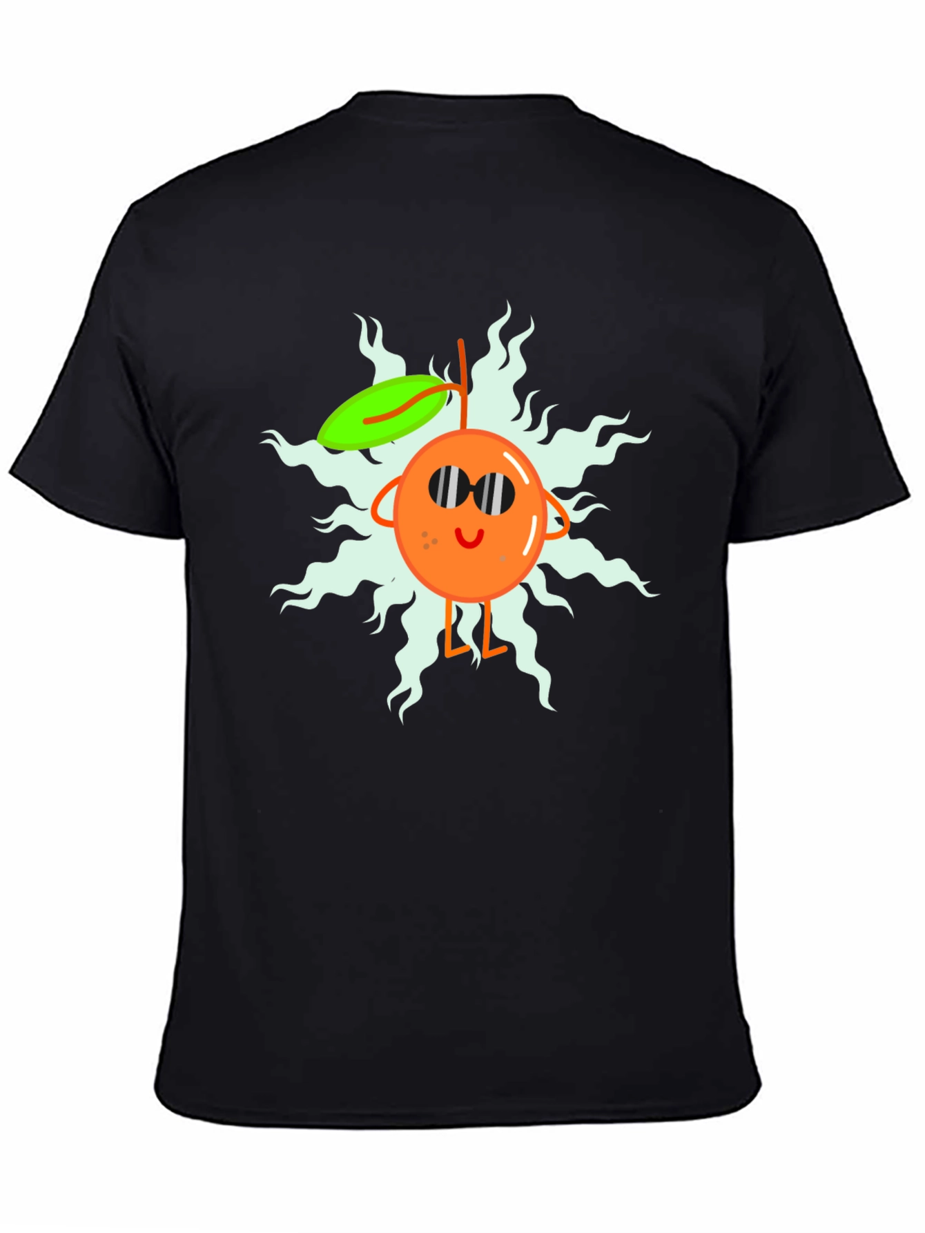 Black Cool Orange Cartoon T-Shirt view 4
