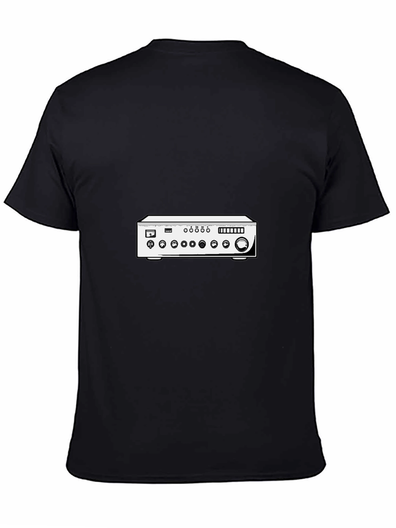 Black Vintage Receiver Graphic Tee - Retro Audio Shirt view 4