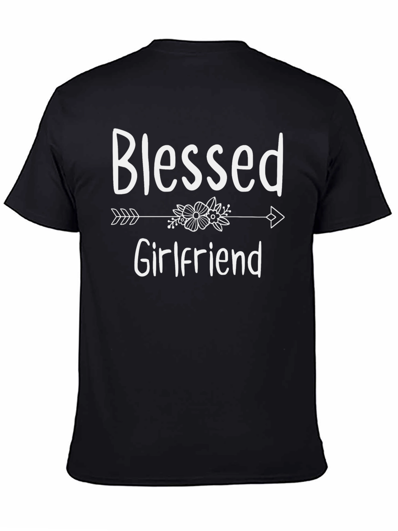 Black Blessed Girlfriend Graphic Tee - Soft Cotton Blend view 4