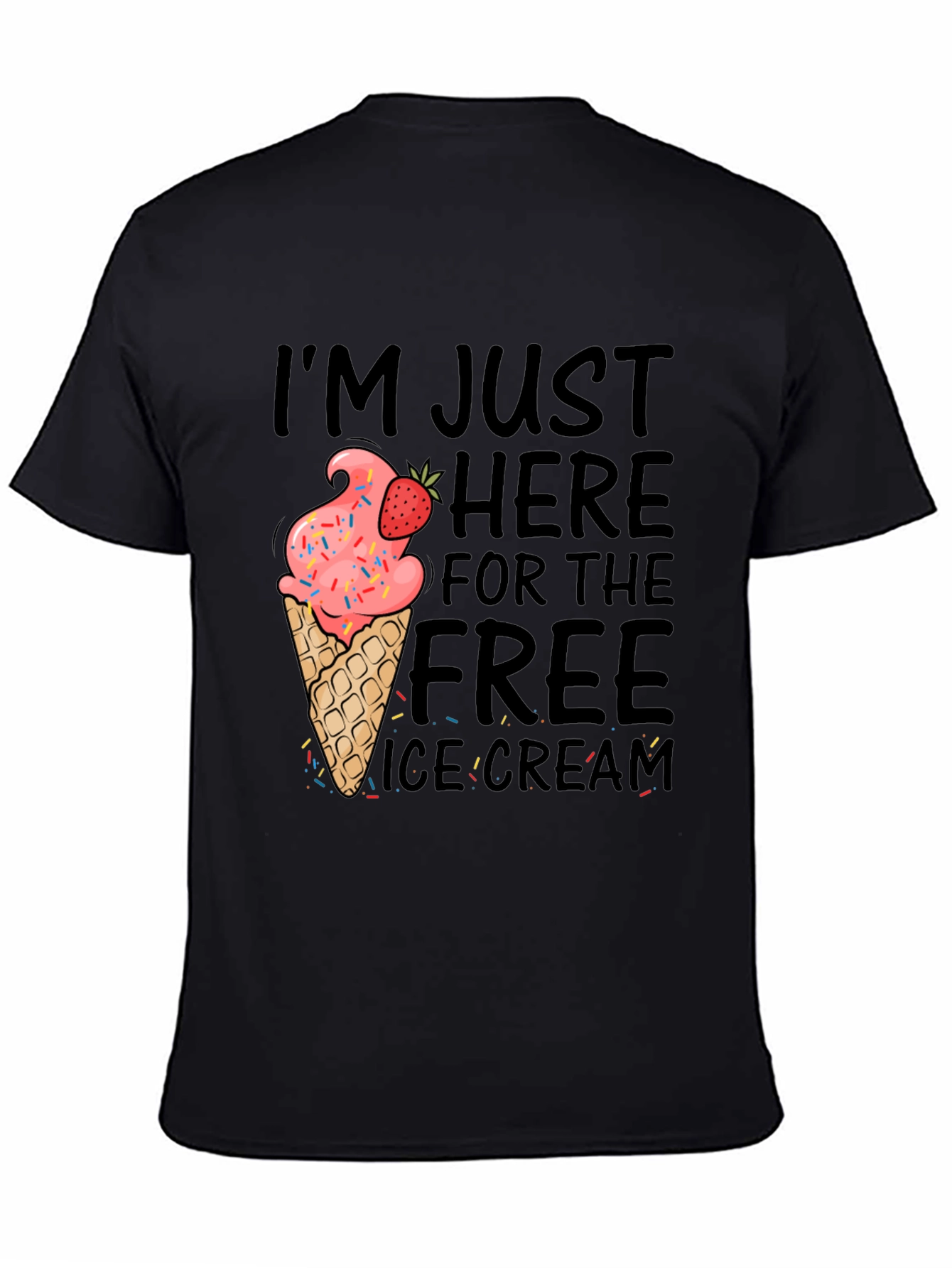 Black Free Ice Cream T-Shirt Funny Novelty Graphic Tee view 4