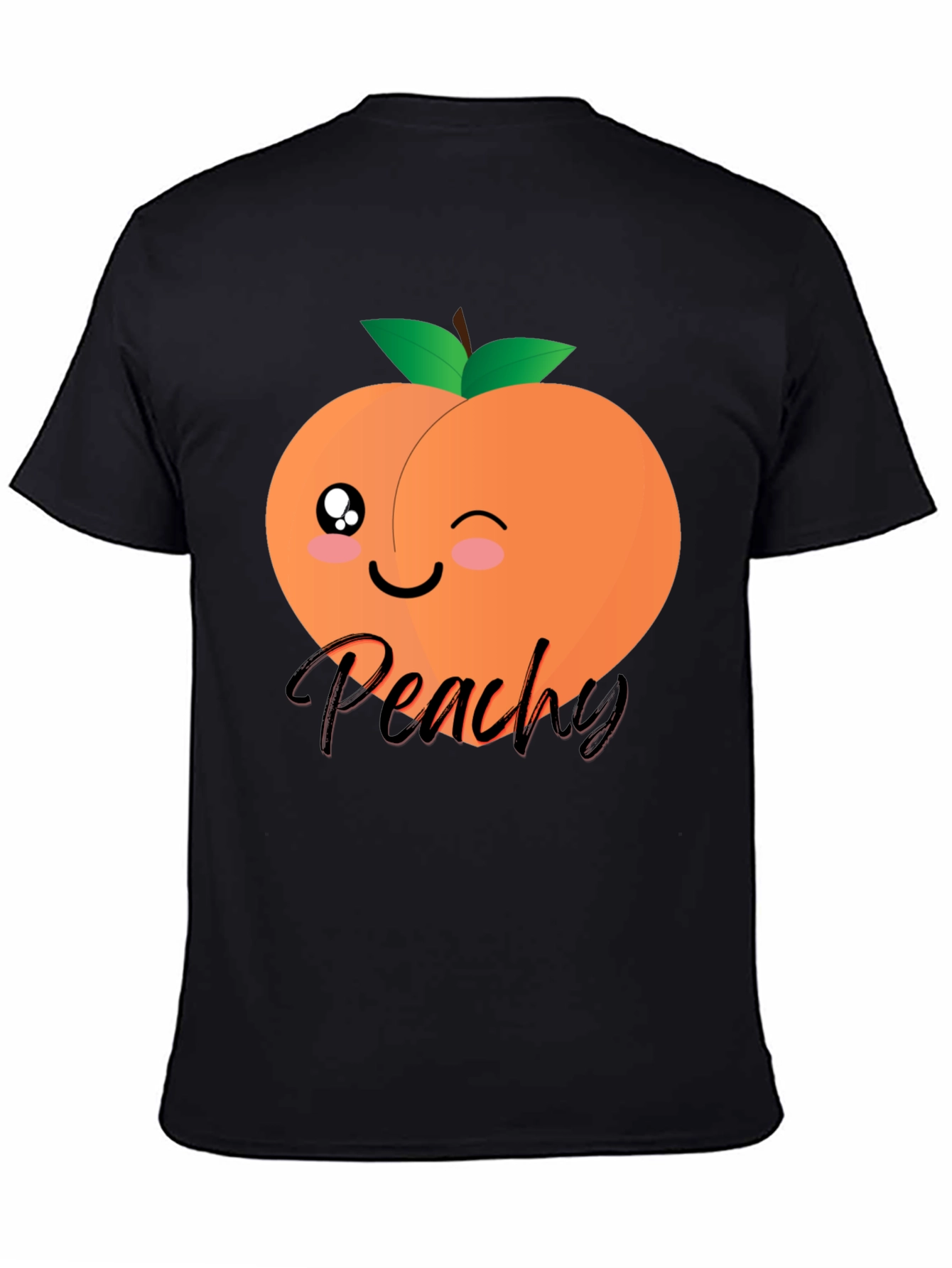 Black Cute Peachy Graphic T-Shirt - Unisex Black Tee view 4