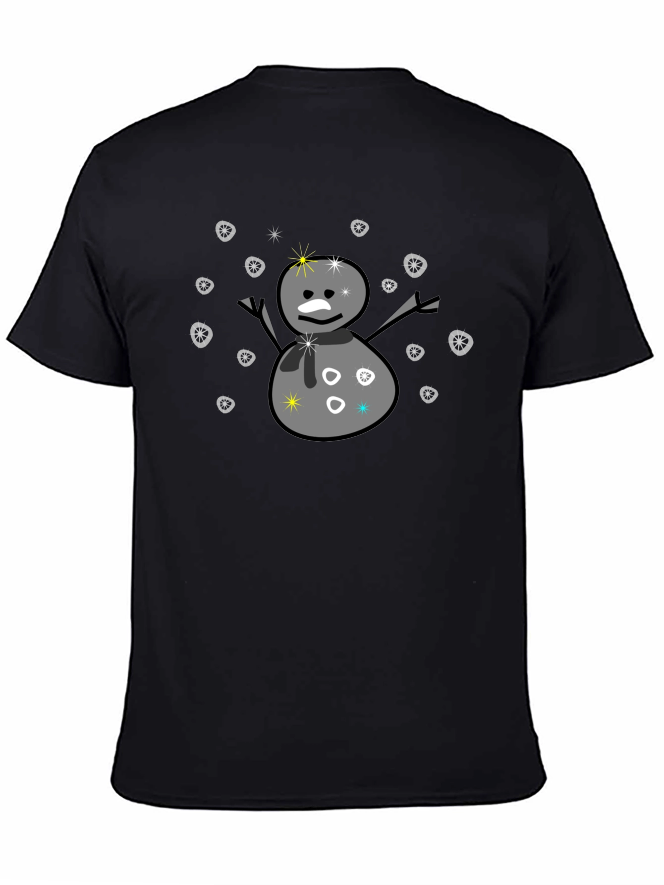 Black Snowman Graphic Tee - Black Cotton Blend T-Shirt view 4