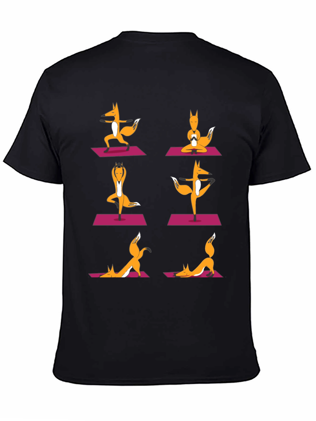 Black Yoga Foxes Graphic T-Shirt - Men's Black Tee view 4