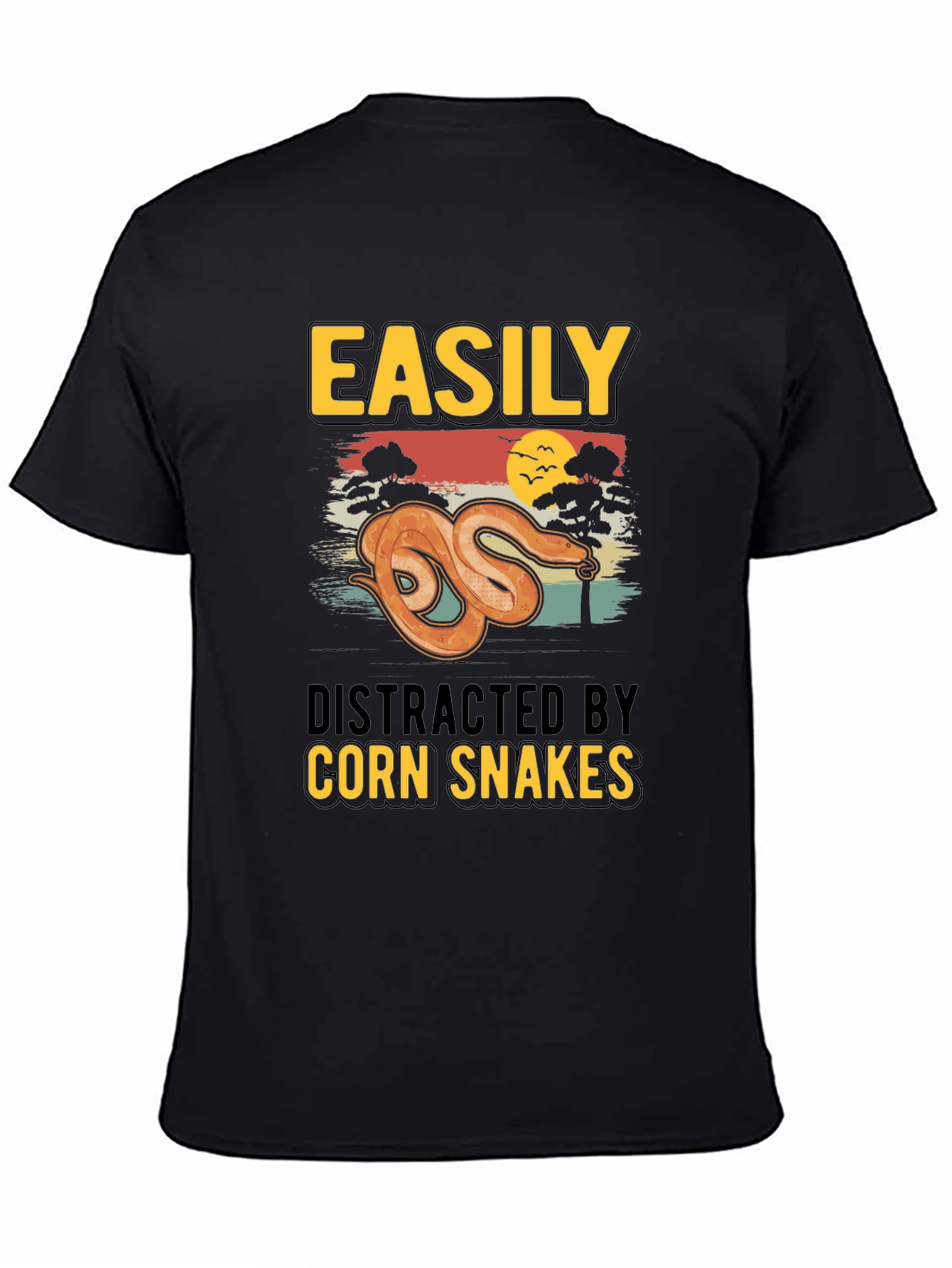 Black Easily Distracted by Corn Snakes T-Shirt view 4