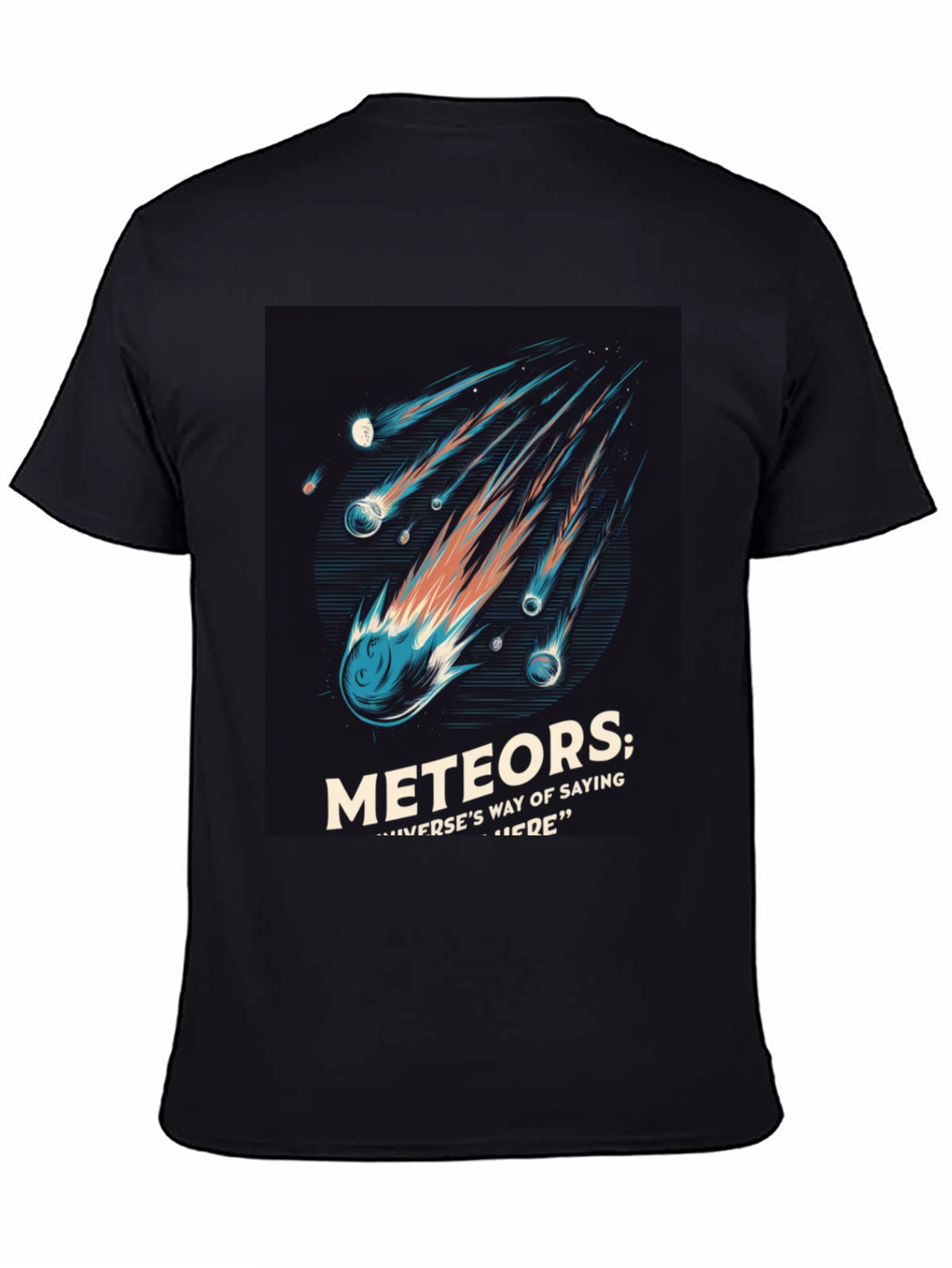 Black Meteor Shower Graphic Tee - Space Lover T-Shirt view 4