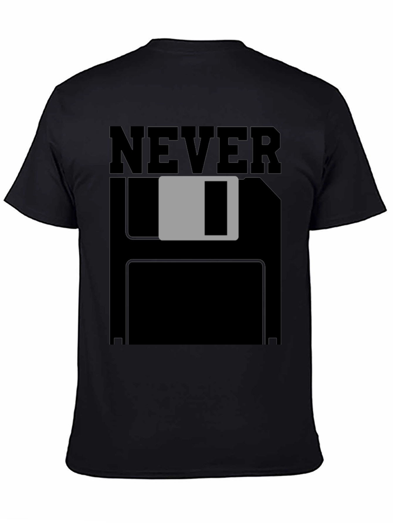 Black Never Save Floppy Disk T-Shirt - Black view 4