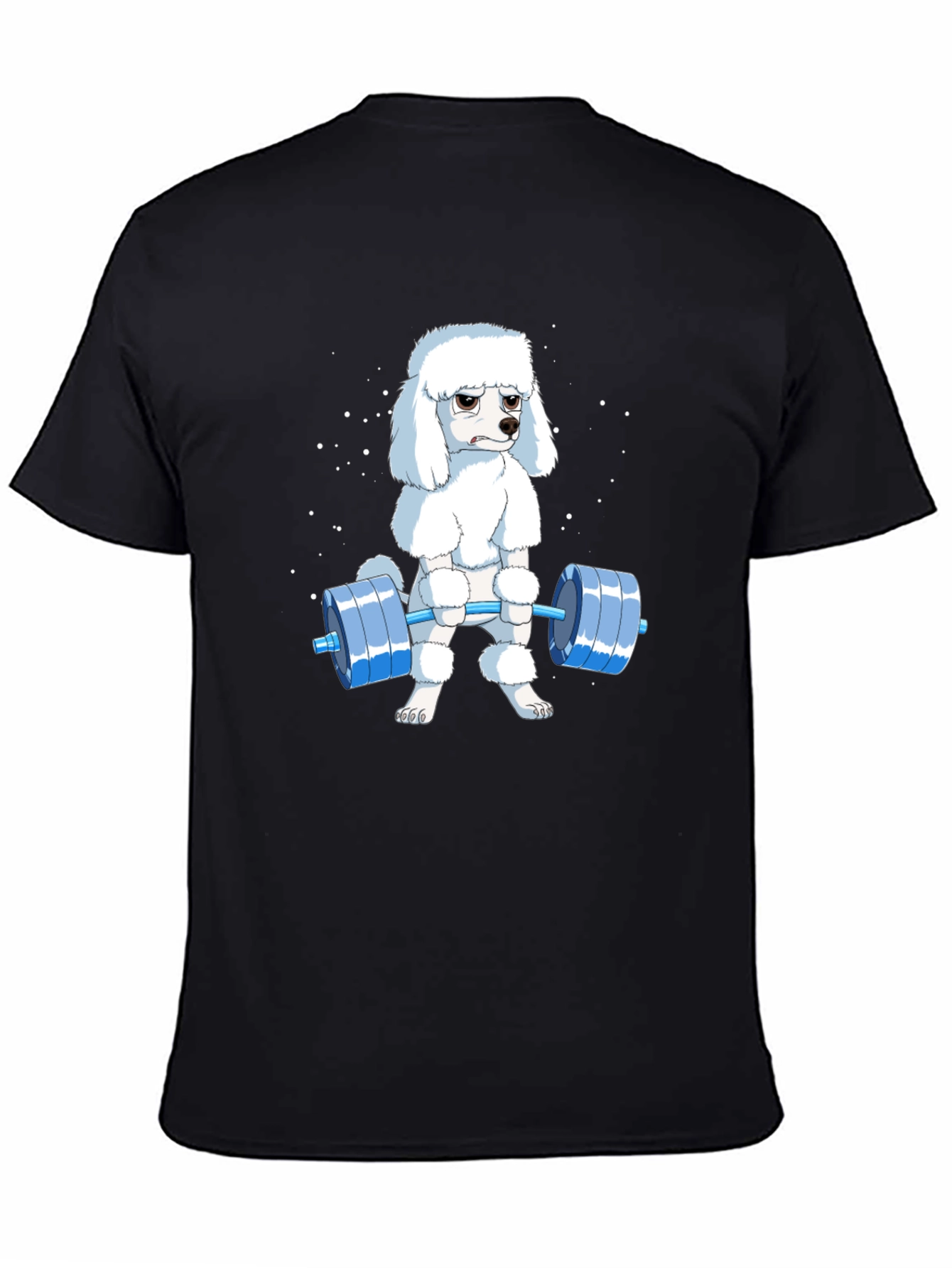 Black Poodle Lifting Weights Graphic T-Shirt - Black view 4