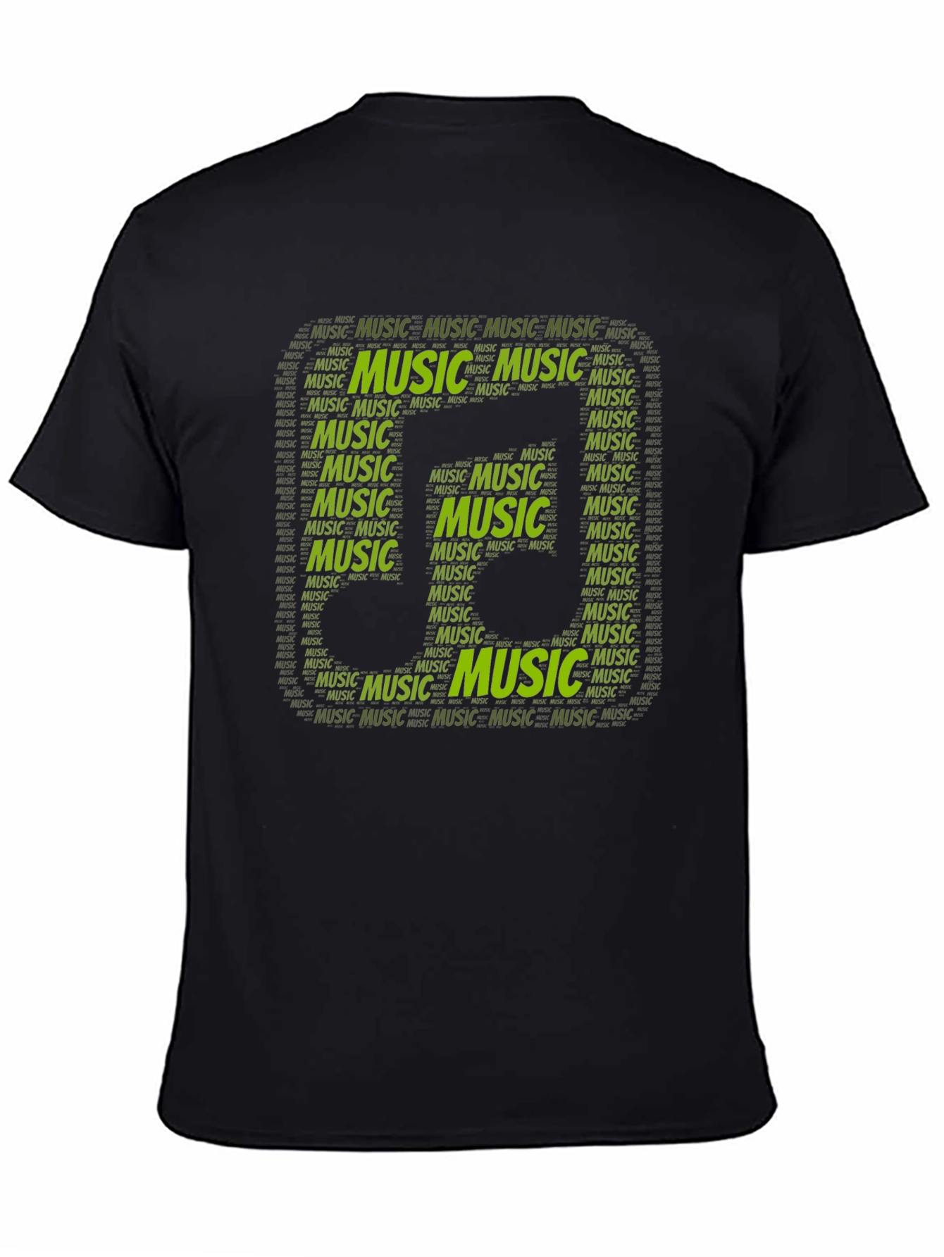 Black Music Note Word Art Graphic Black T-Shirt view 4