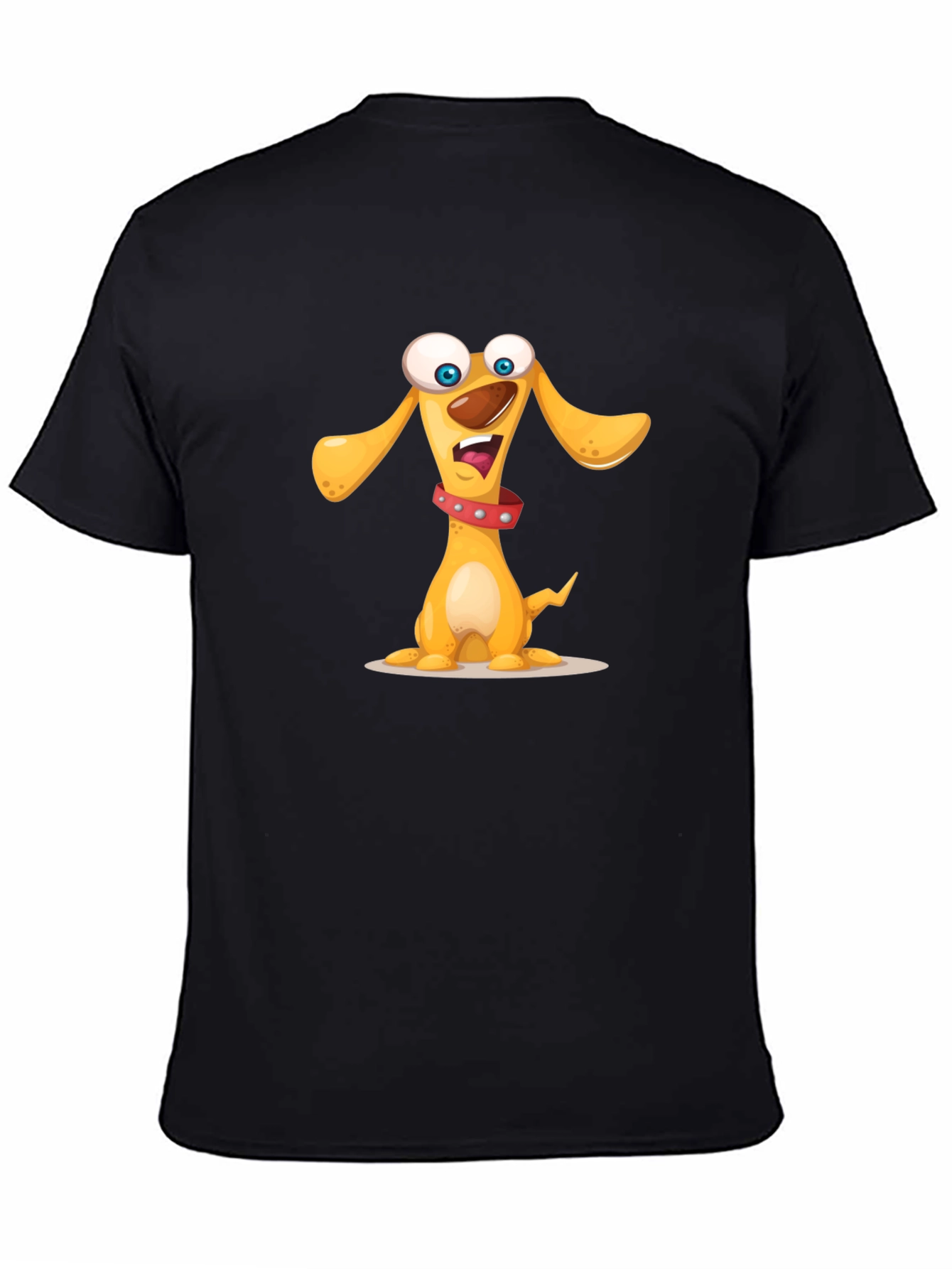 Black Cartoon Dog Graphic Black T-Shirt view 4