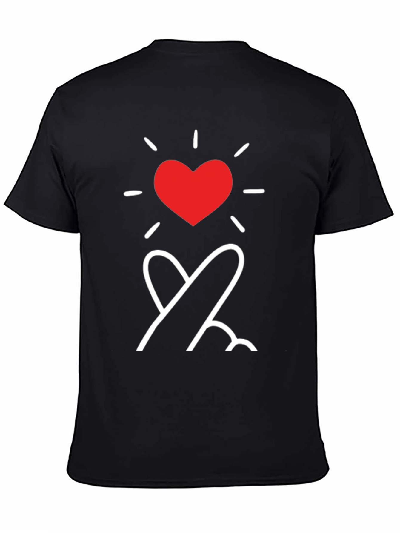 Black Heart Fingers T-Shirt - Stylish Korean Love Sign Tee view 4