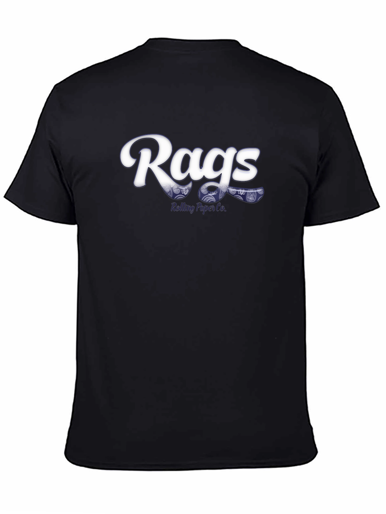 Black Rags Rolling Paper Co. Black T-Shirt view 4