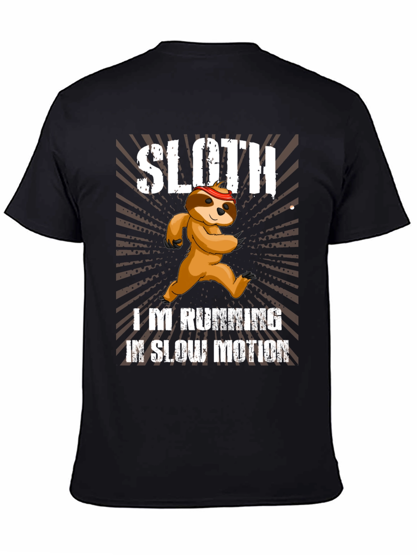 Black Running Sloth T-Shirt - Funny Slow Motion Design view 4