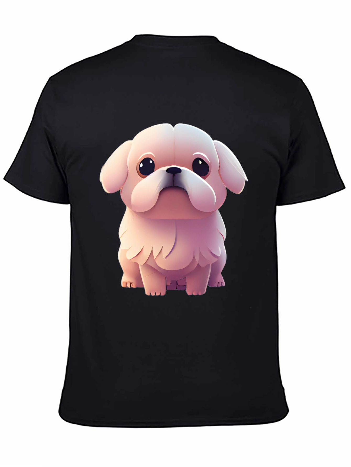 Black Cute Puppy Graphic Tee - Black view 4