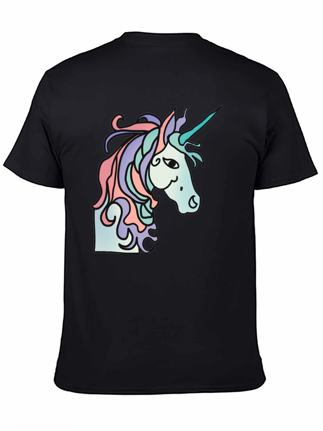 Black Unicorn Graphic Tee - Black Casual T-Shirt view 4