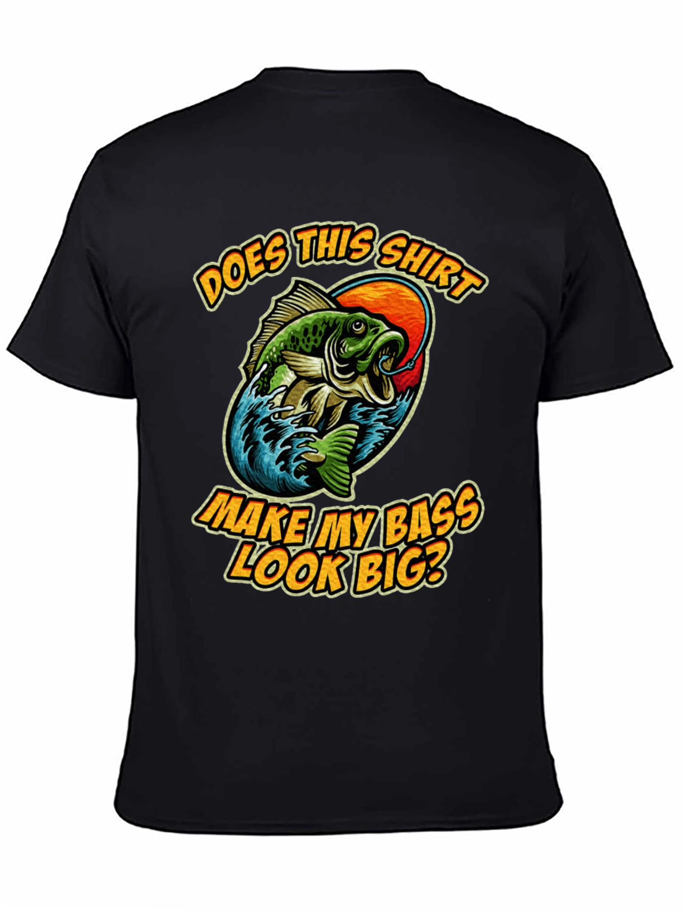 Black Funny Fishing T-Shirt - Make My Bass Look Big? view 4