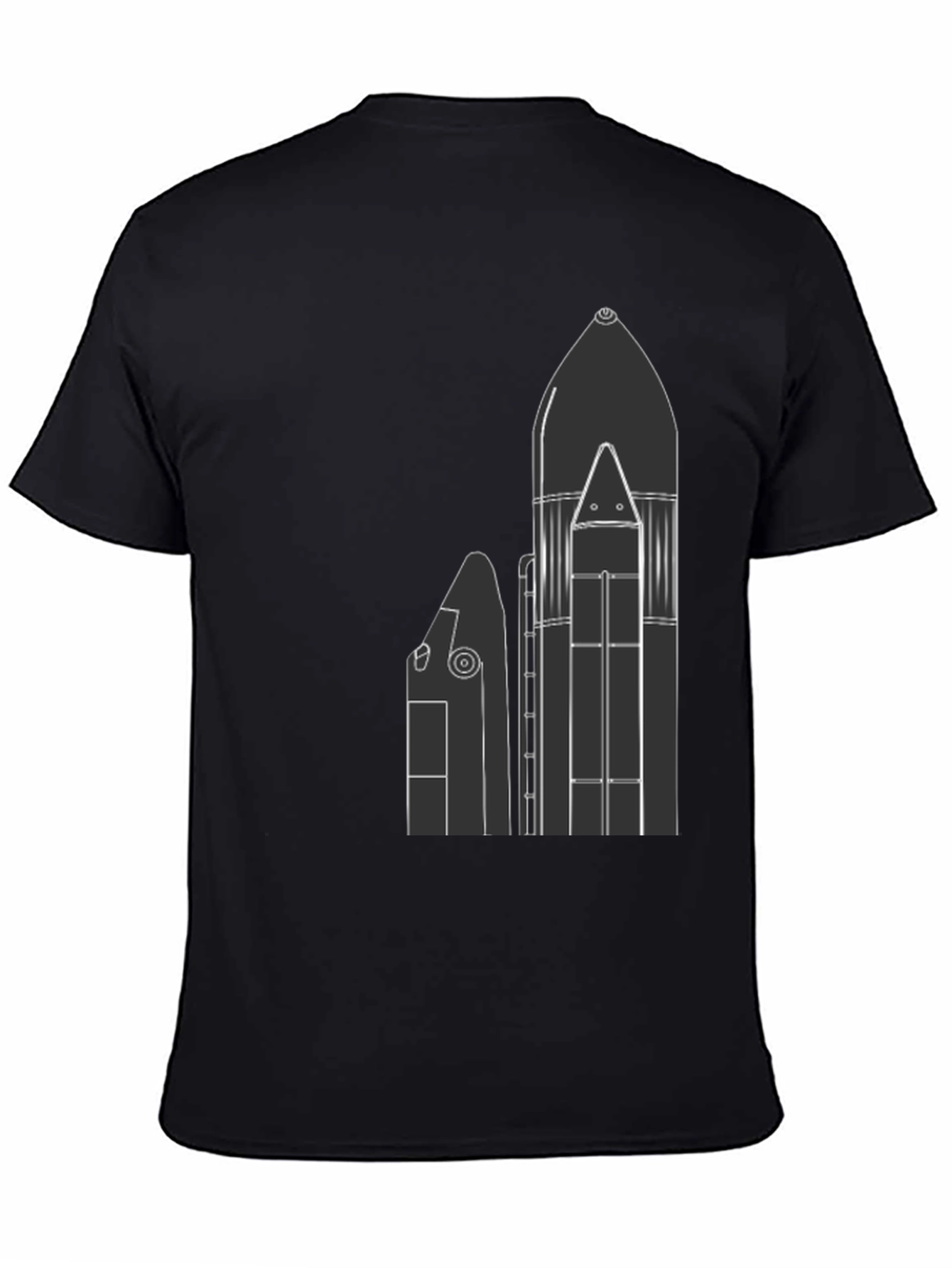 Black Space Shuttle T-Shirt - Black, Graphic Print view 4