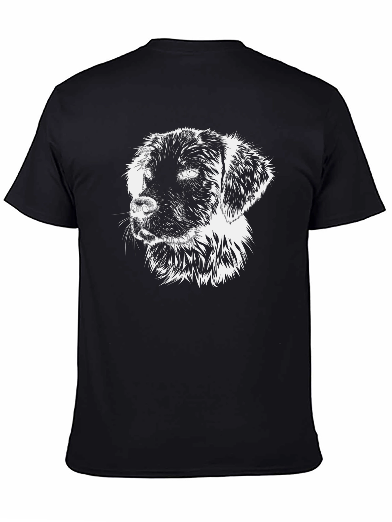 Black Dog Portrait Graphic Tee - Black Cotton Blend T-Shirt view 4
