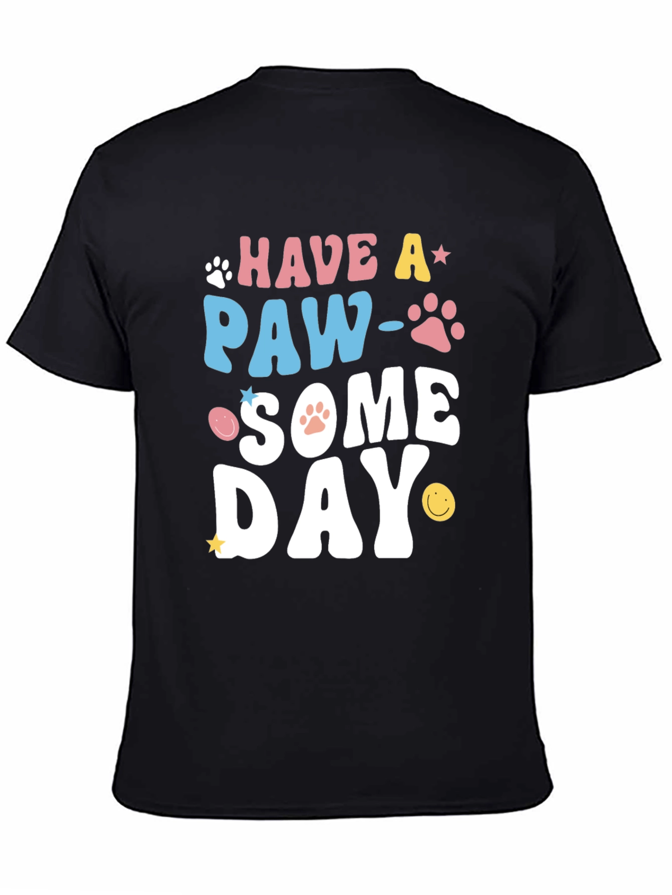 Black Paw-Some Day Graphic Tee - Novelty Print T-Shirt view 4
