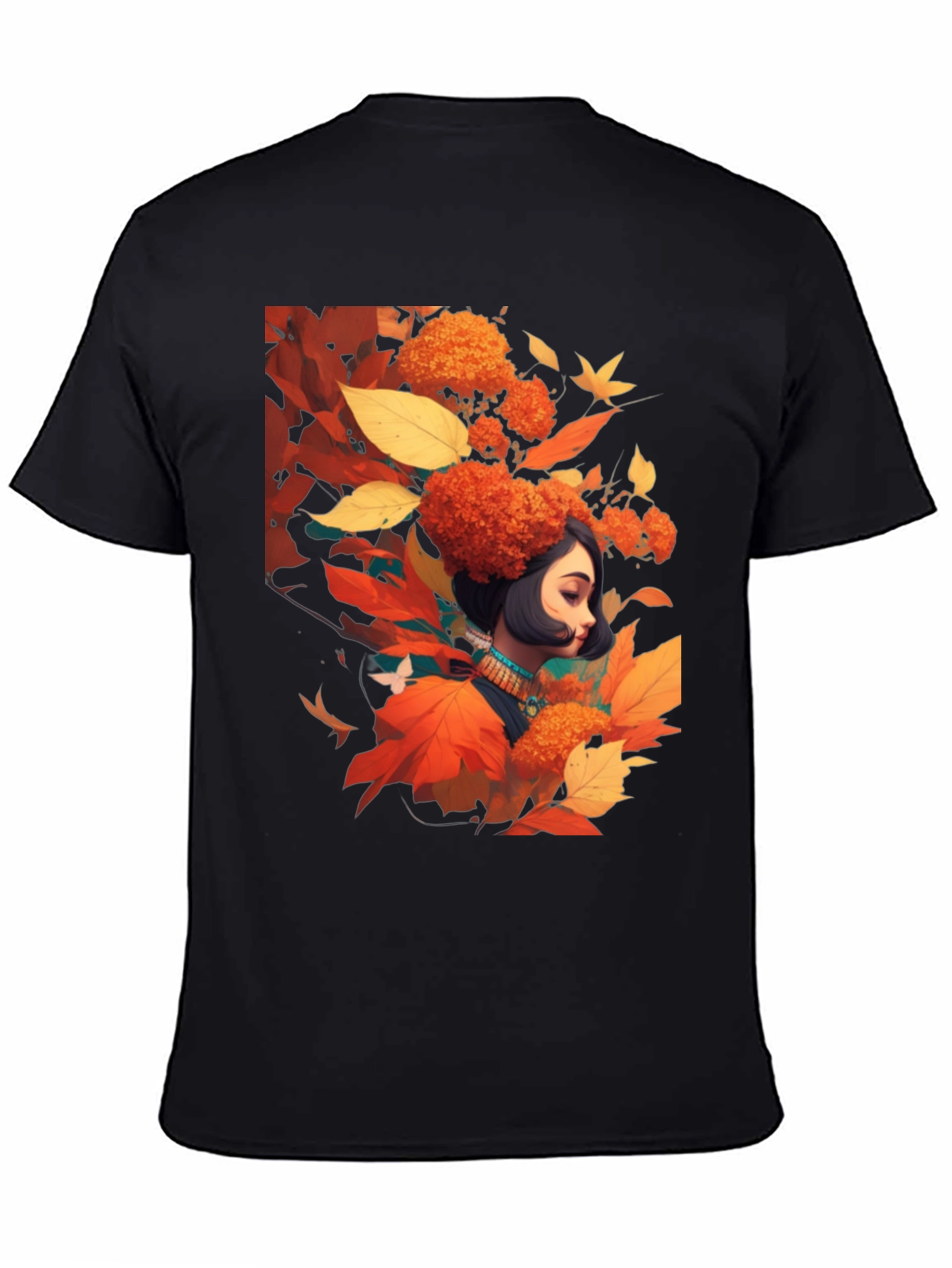 Black Autumnal Woman Graphic Black Tee view 4