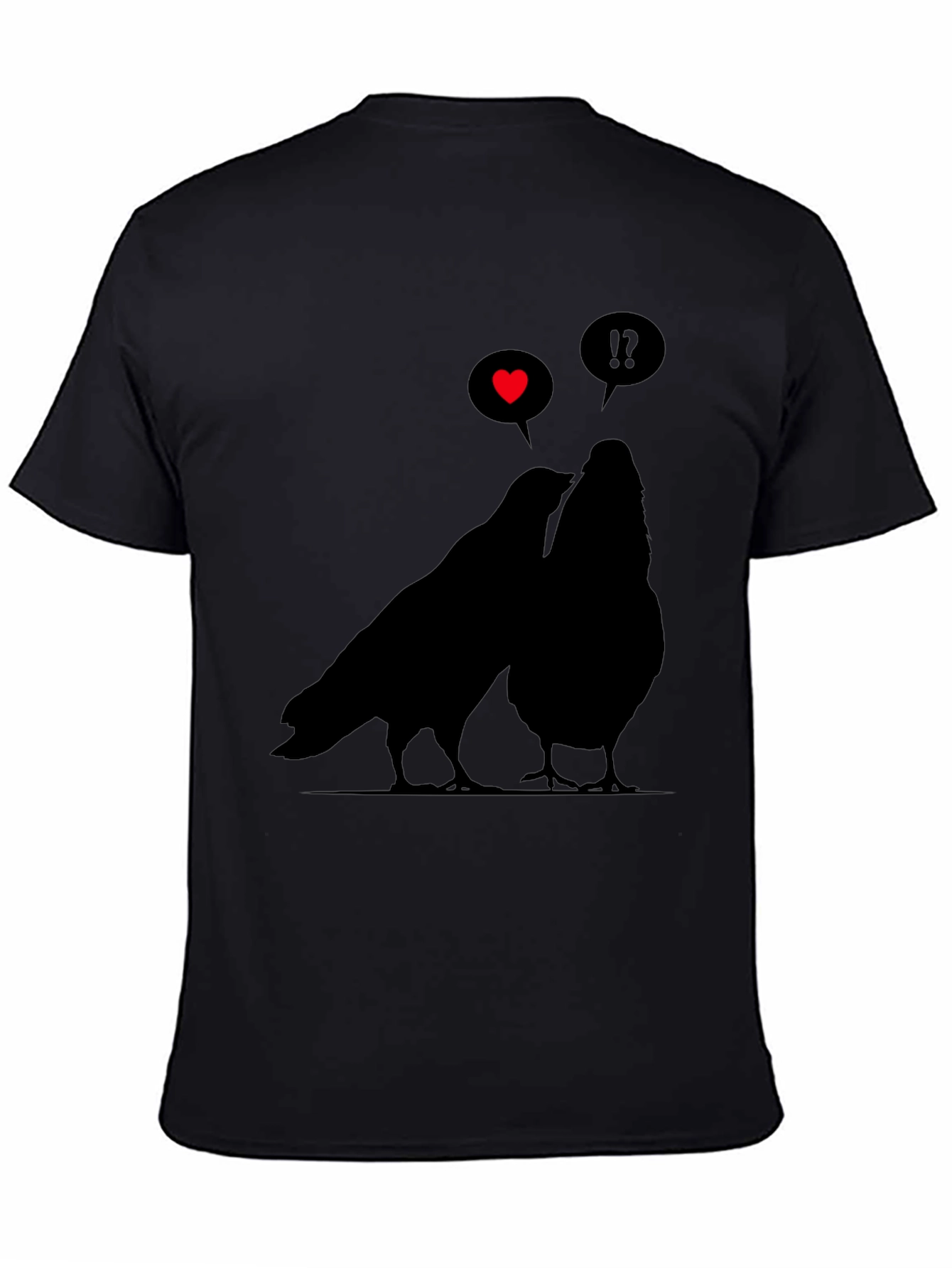Black Romantic Birds Graphic Tee - Soft Black Cotton view 4