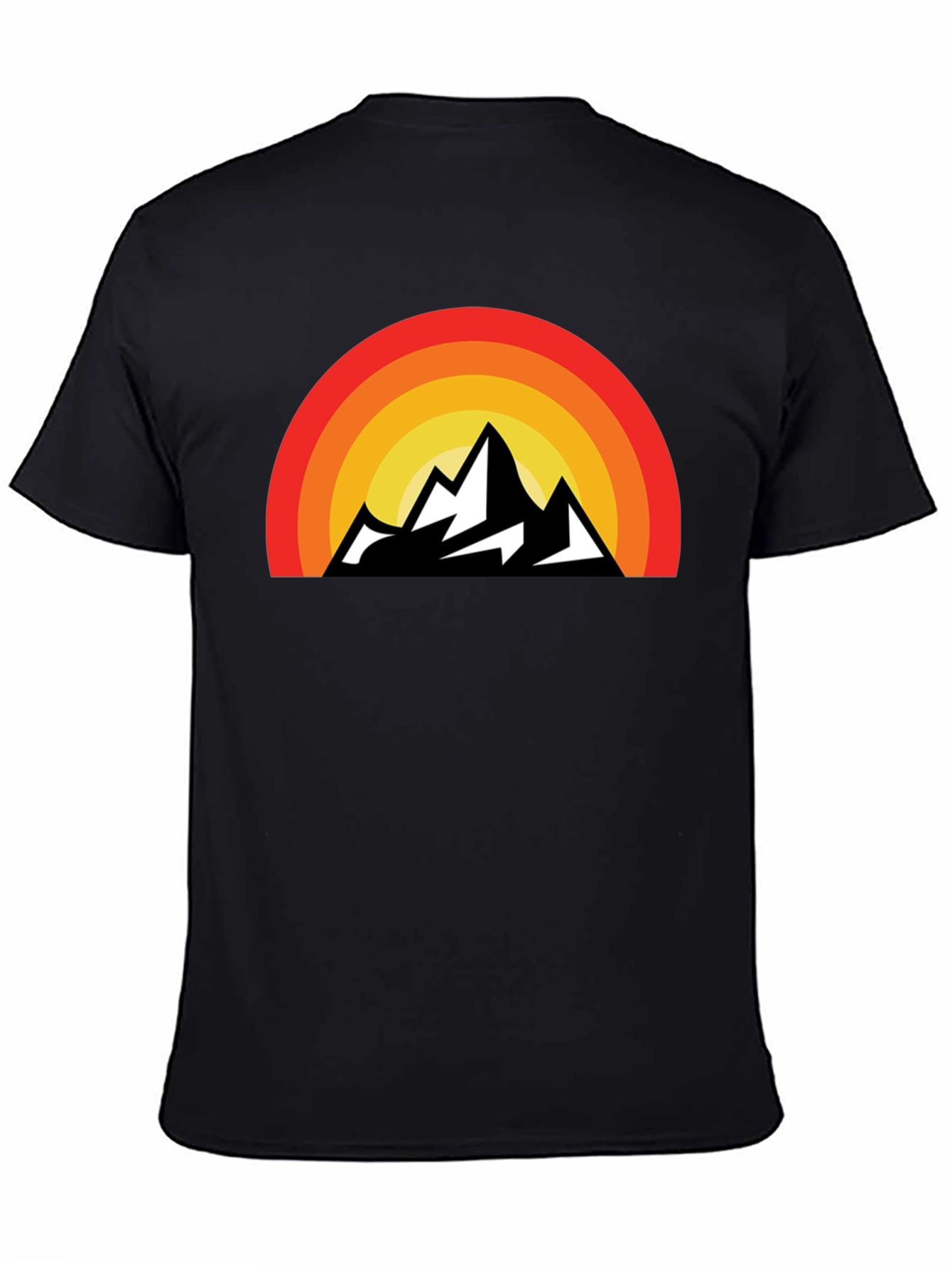 Black Retro Mountain Sunset Graphic Tee view 4