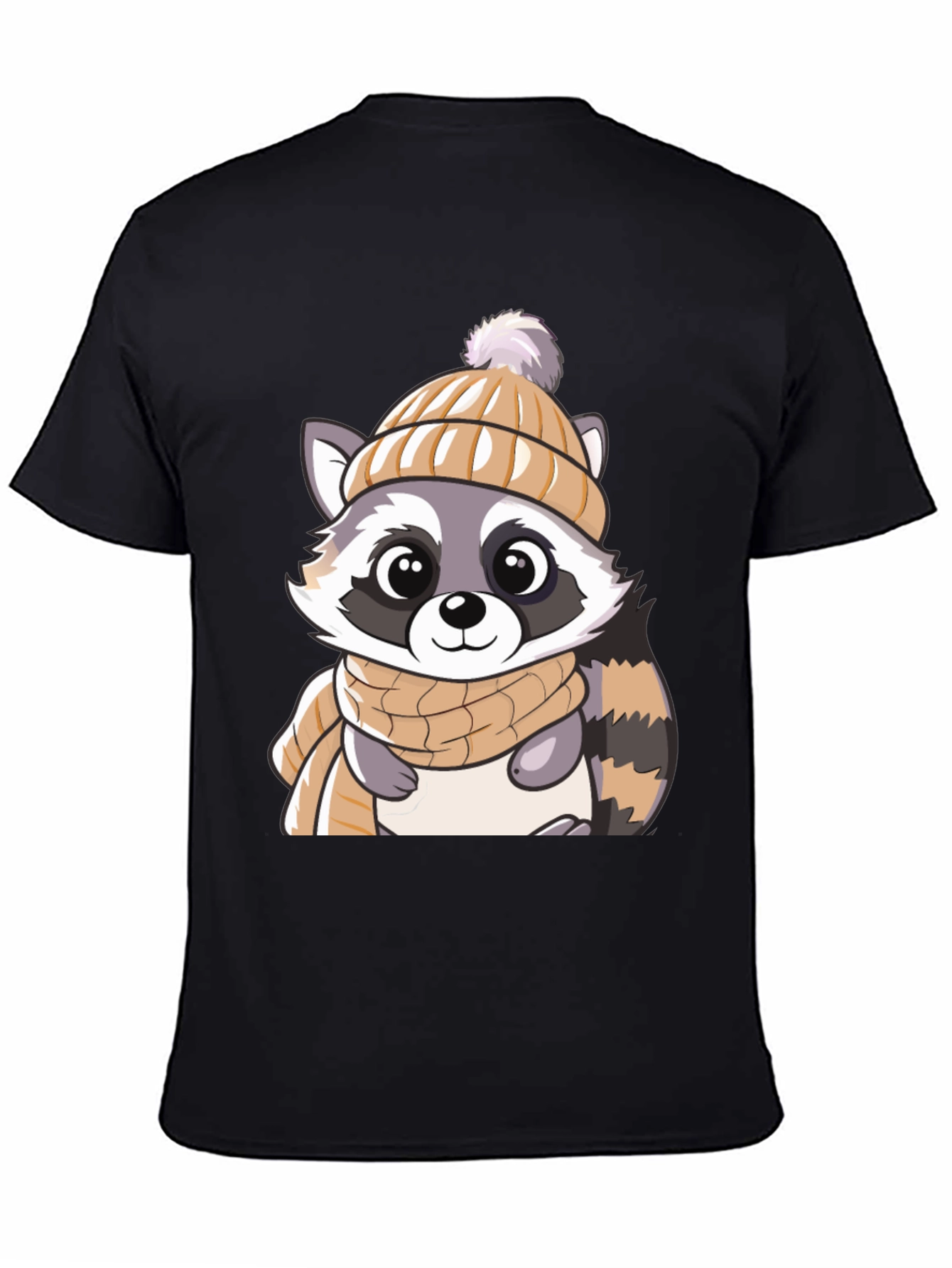Black Cute Raccoon Graphic Tee view 4