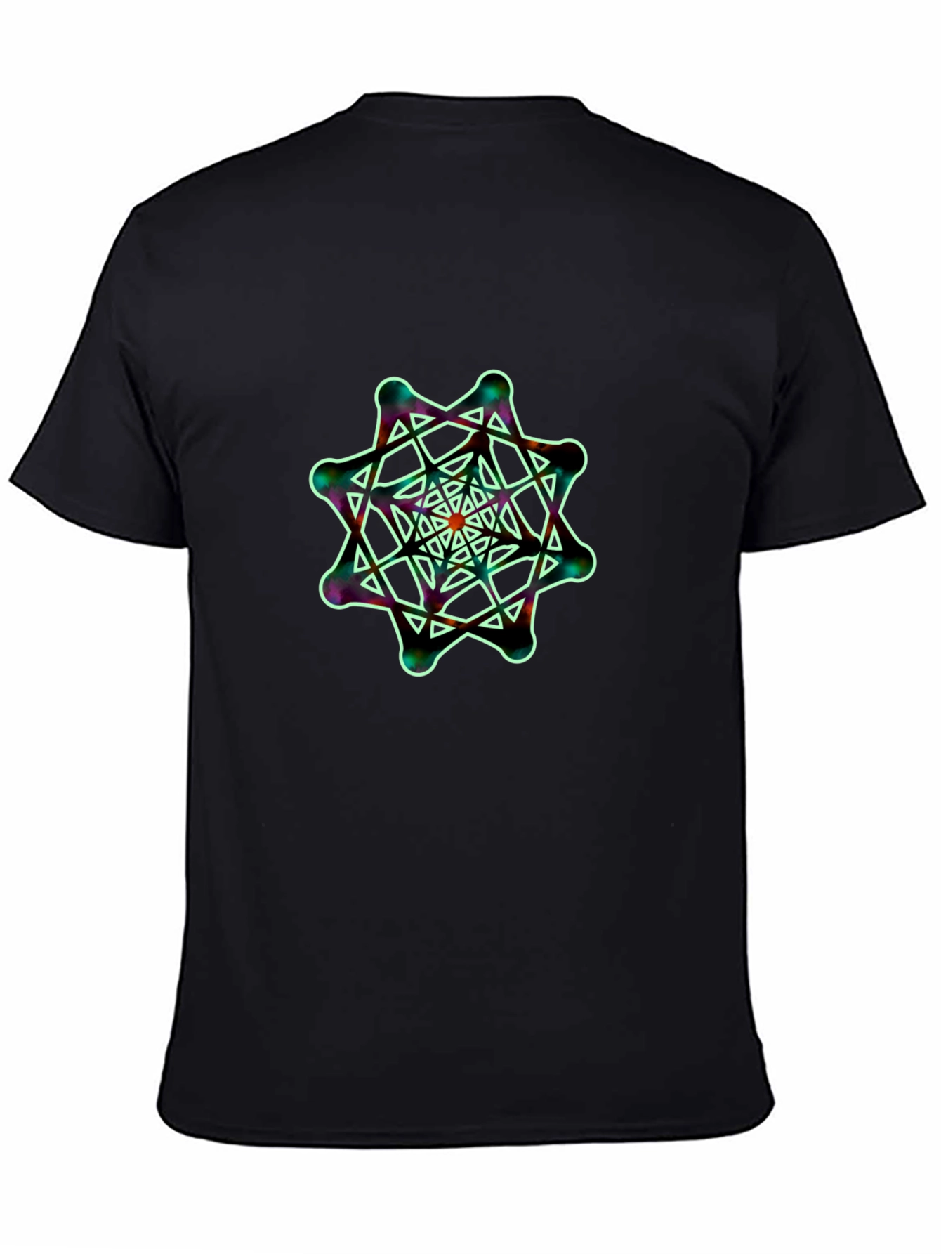 Black Geometric Starburst Graphic Tee - Black Casual Shirt view 4