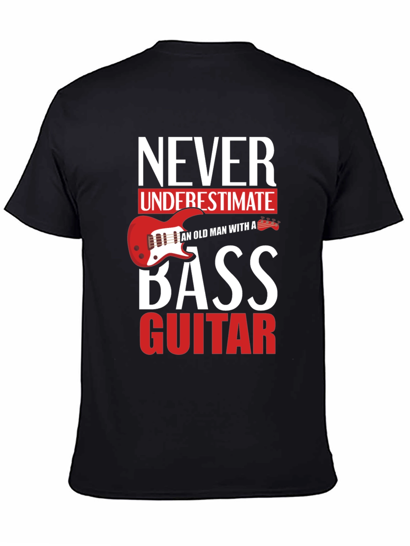 Black Never Underestimate Old Man With a Bass Guitar T-Shirt view 4