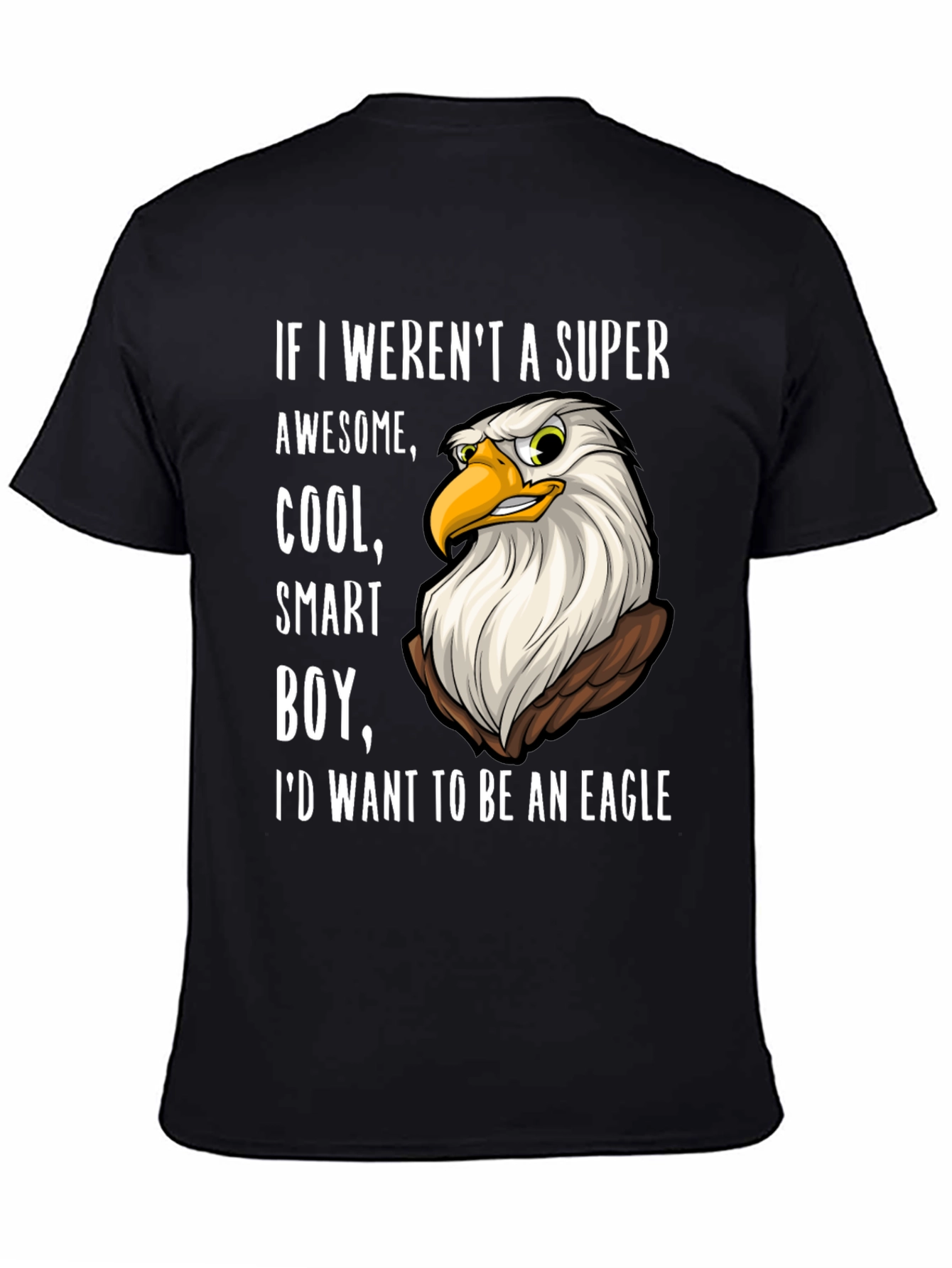 Black Funny Eagle T-Shirt - Super Awesome Cool Smart Boy Design view 4
