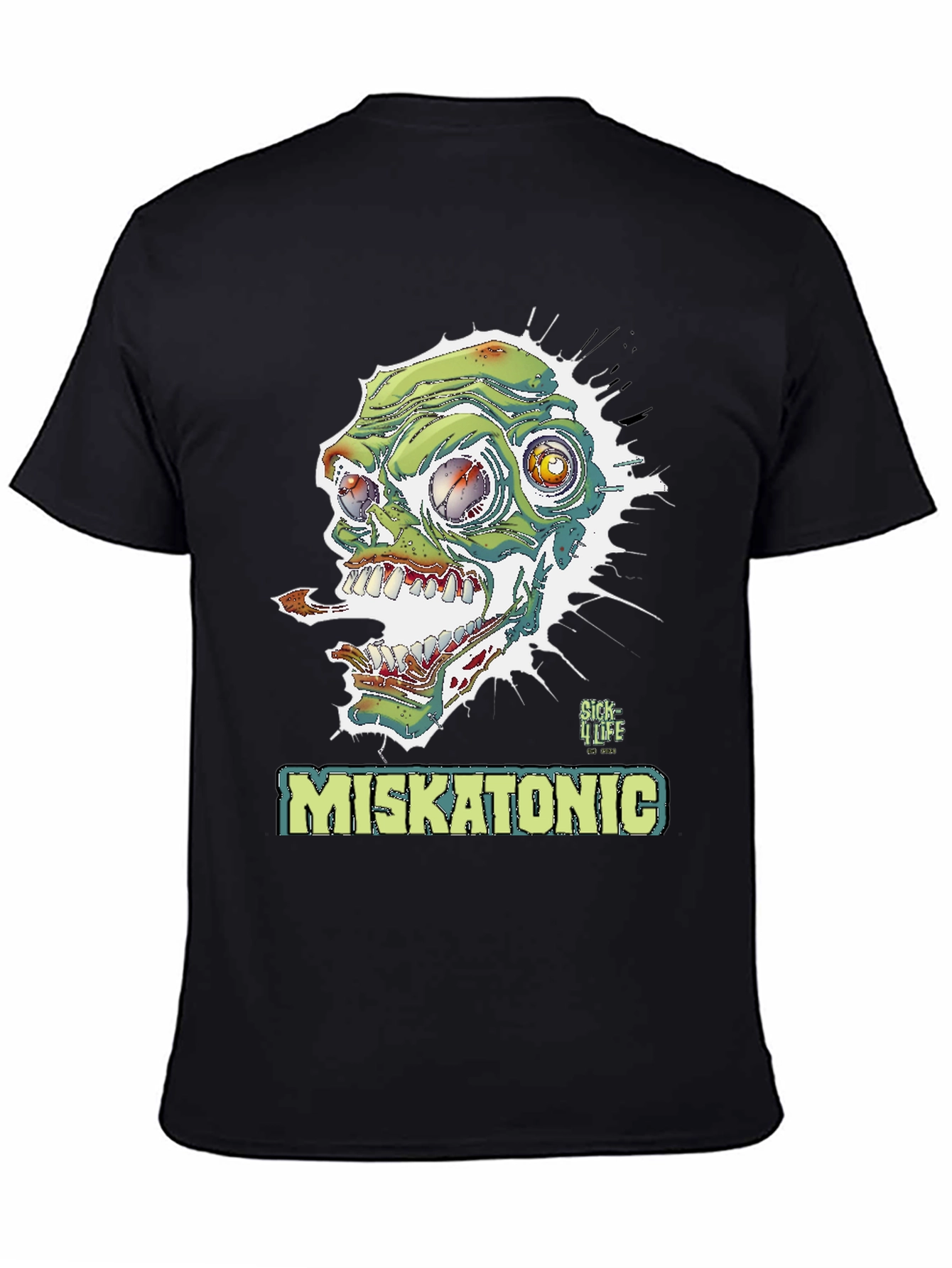 Black Miskatonic Zombie Graphic T-Shirt - Horror Style view 4