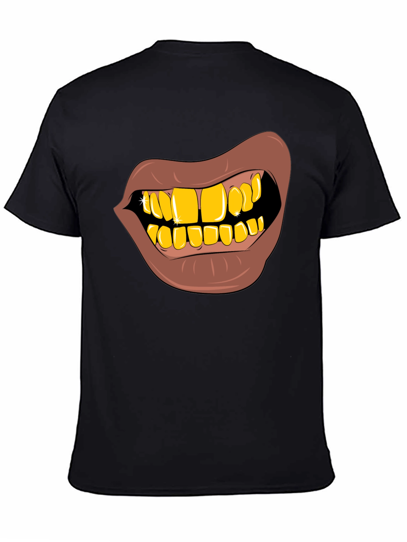 Black Gold Teeth Graphic T-Shirt - Novelty Style view 4