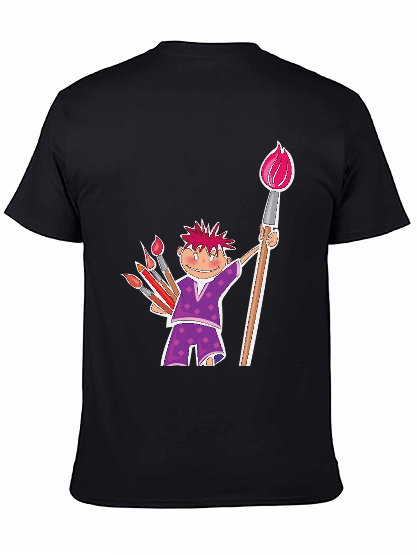 Black Cartoon Artist Black Cotton T-Shirt view 4