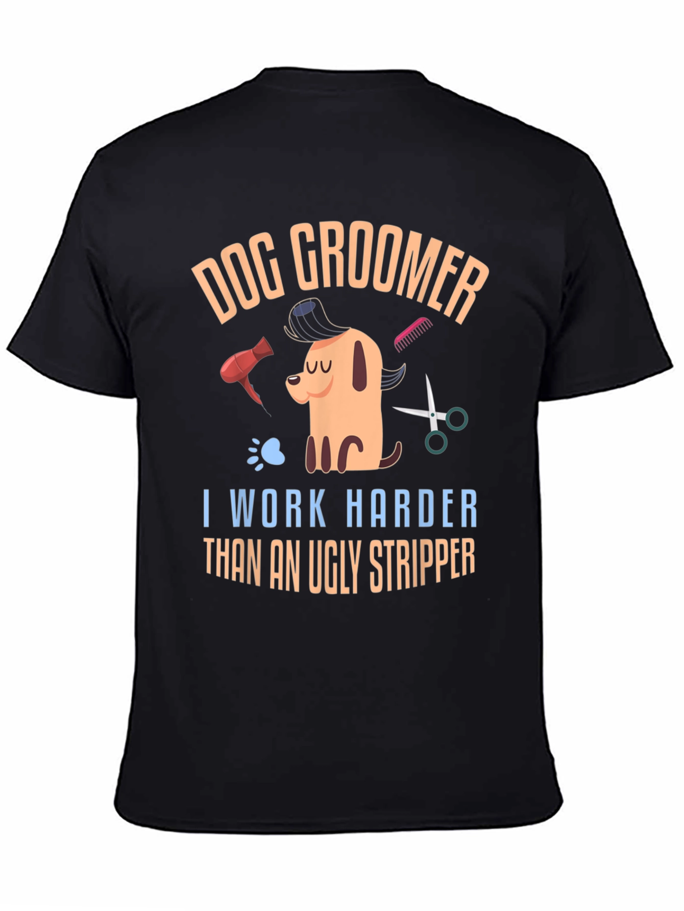 Black Dog Groomer Funny Graphic T-Shirt view 4