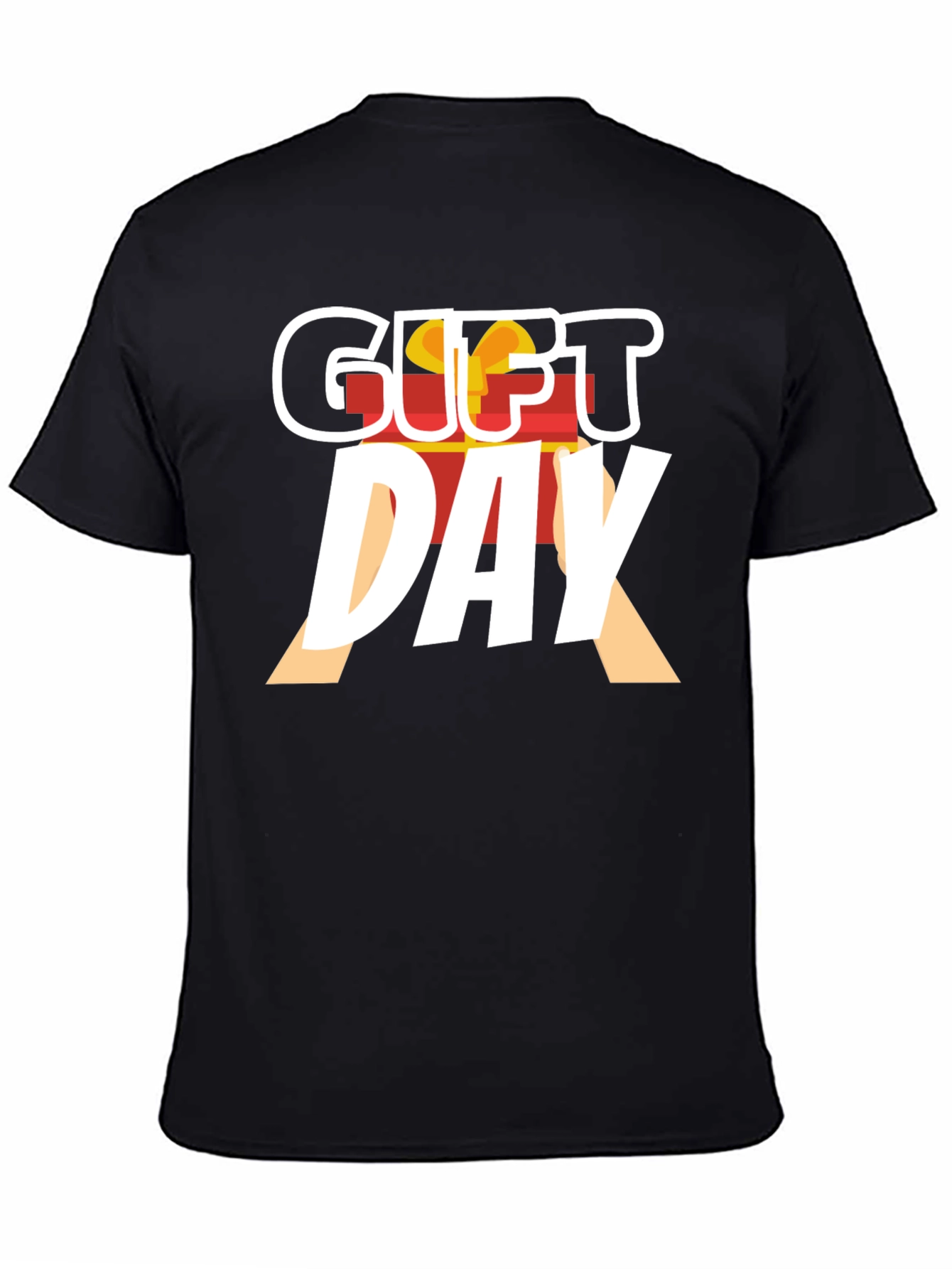 Black Gift Day Graphic Tee - Black Cotton T-Shirt view 4