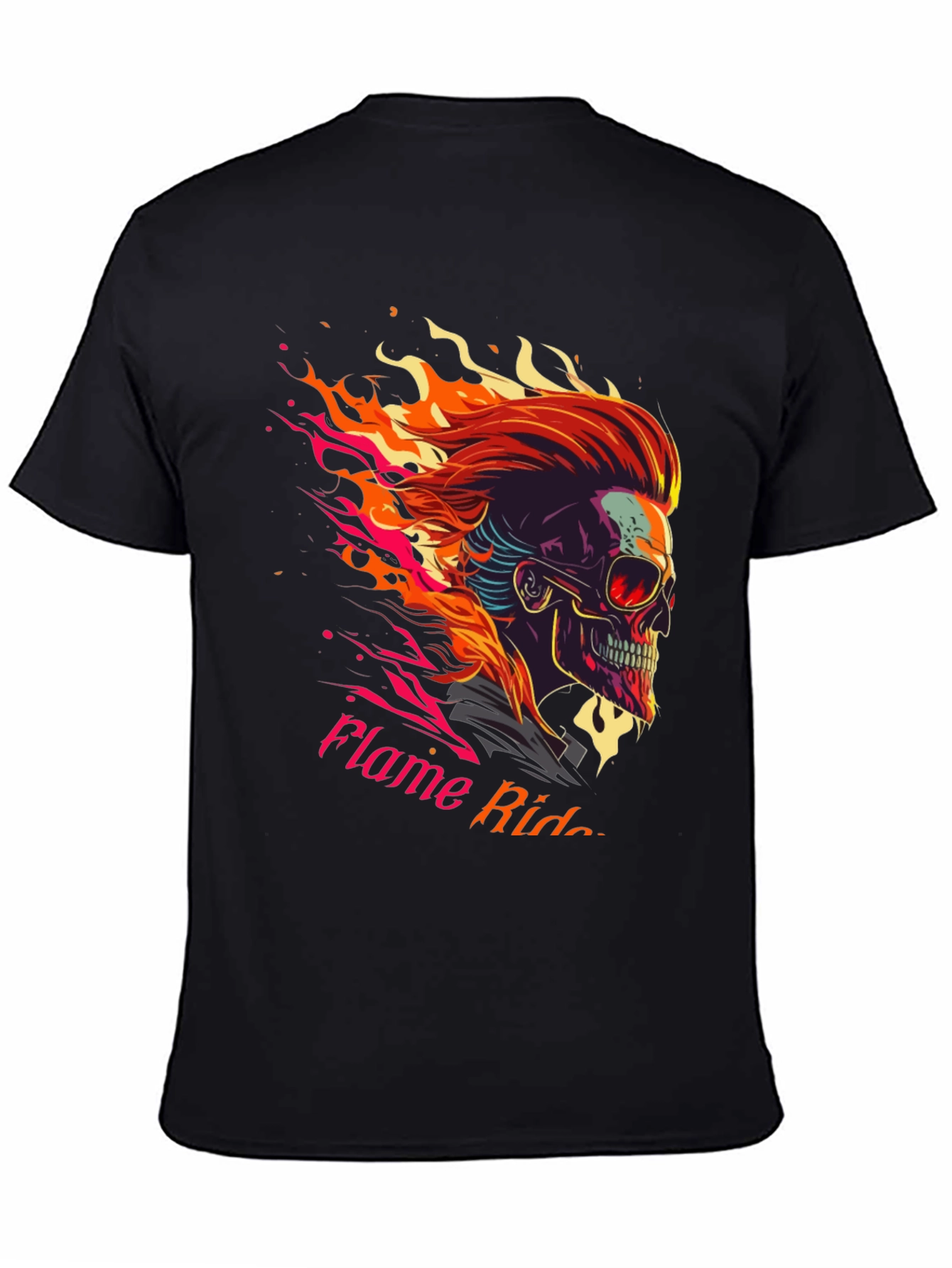 Black Flame Rider Graphic T-Shirt view 4