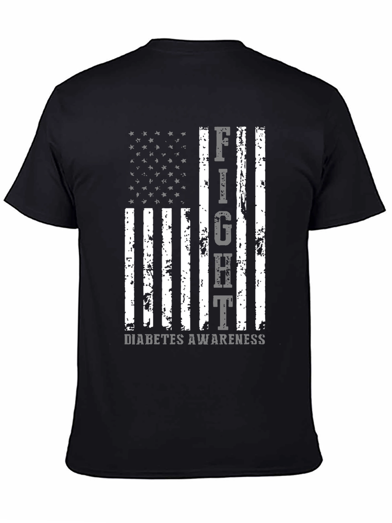 Black Fight Diabetes Awareness American Flag T-Shirt view 4