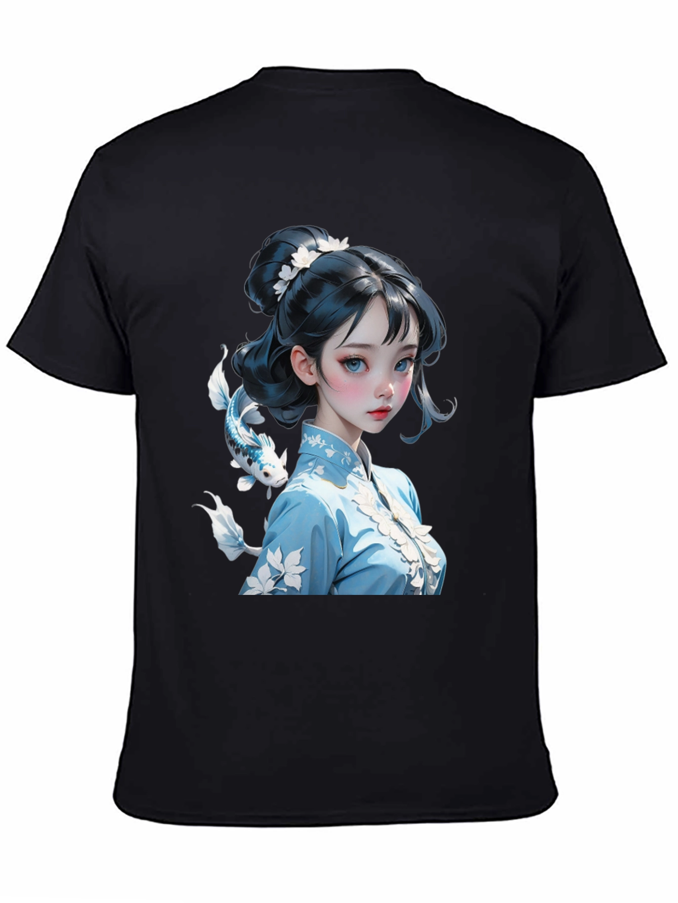Black Anime Girl Graphic Tee - Stylish Black Cotton Blend Shirt view 4